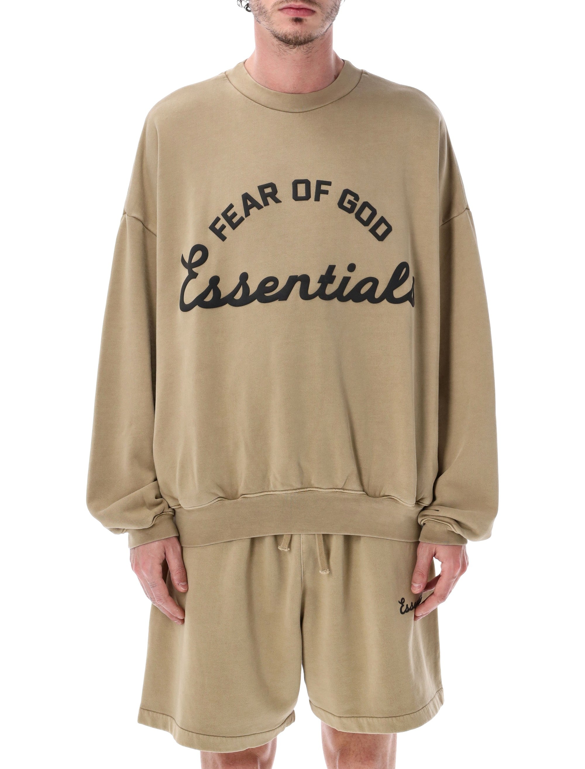 Essentials Fear Of God Sand Training 90s Crewneck Sweatshirt Faded Dune Cotton