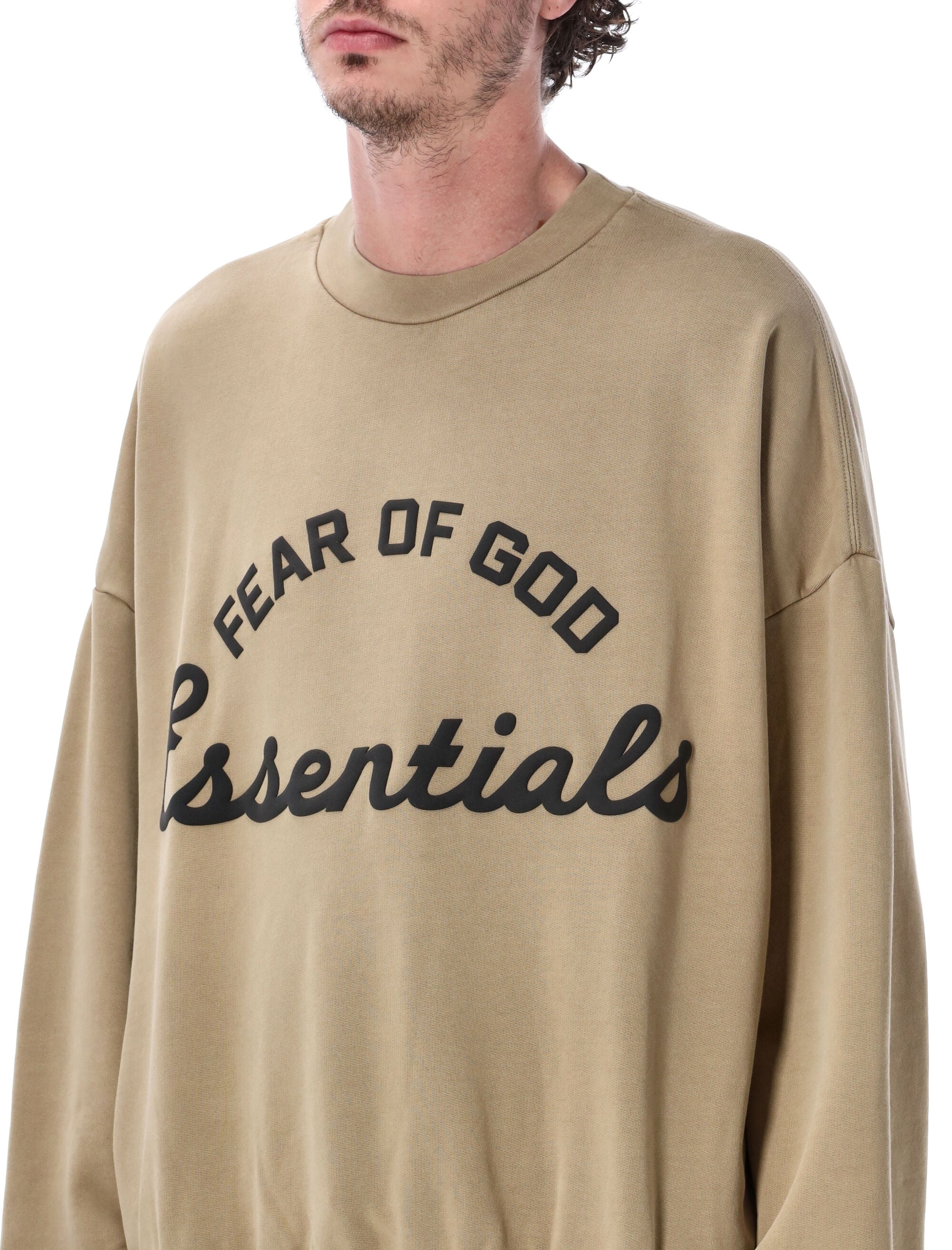 Essentials Fear Of God Sand Training 90s Crewneck Sweatshirt Faded Dune Cotton
