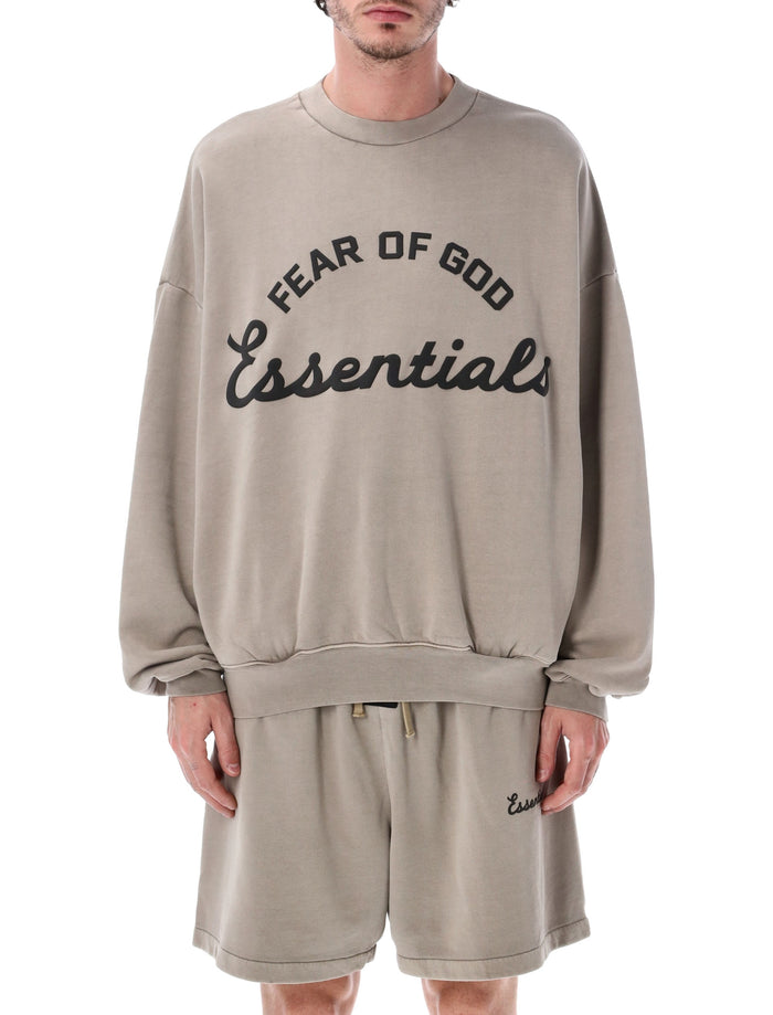 Essentials Fear Of God Greige Training 90s Crewneck Sweatshirt Faded Seal Cotton