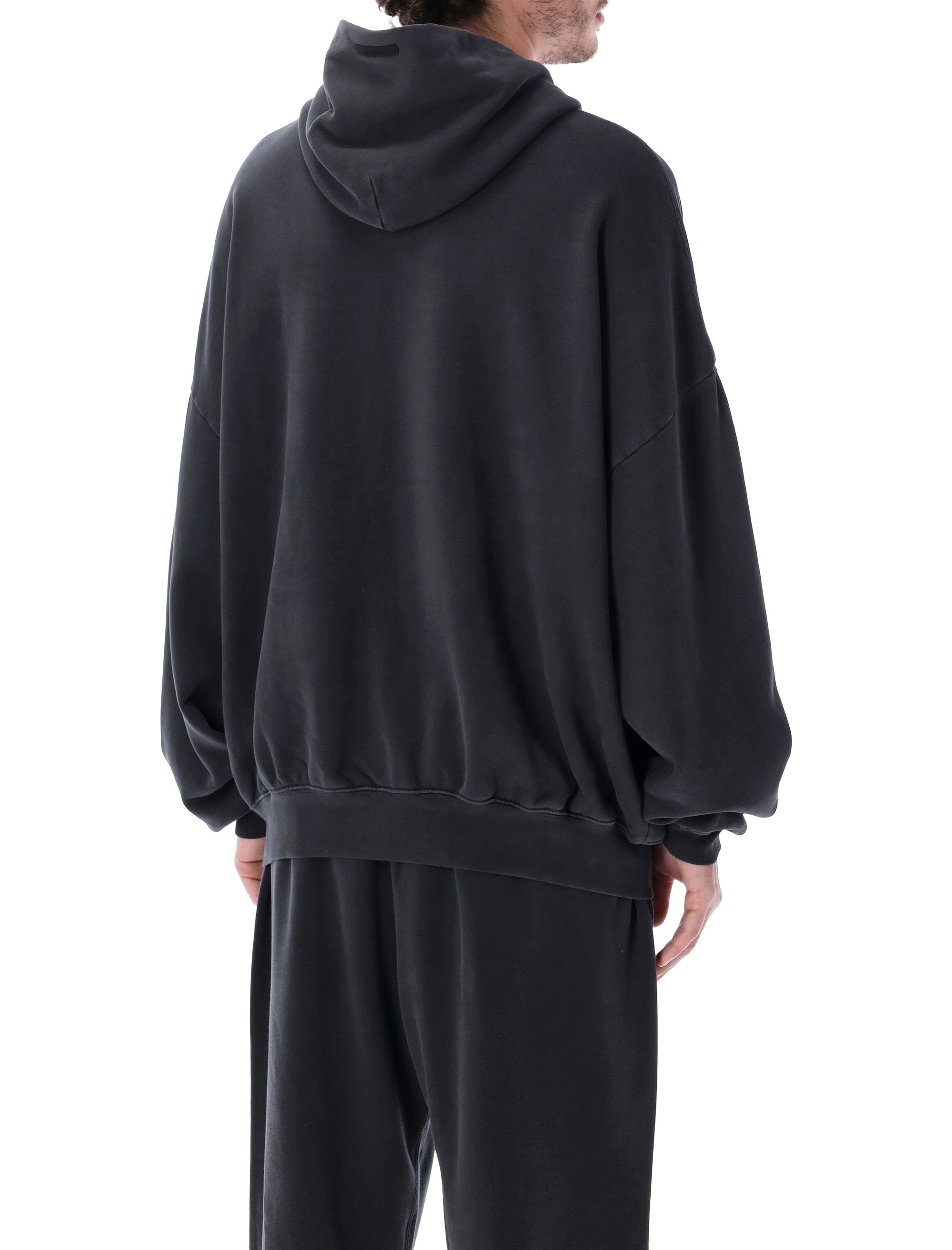 Essentials Fear Of God Black Training 90s Hoodie Faded Cotton Sweatshirt