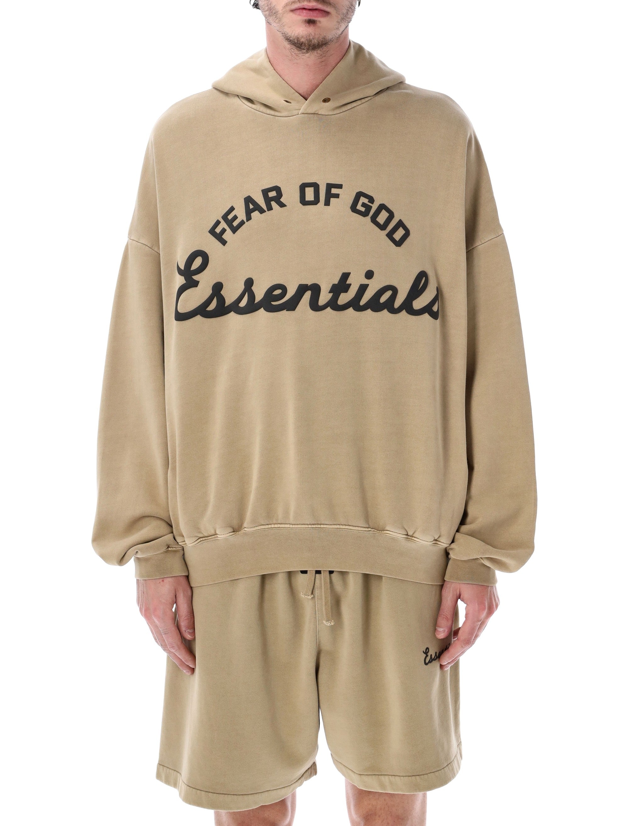 Essentials Fear Of God Sand Training 90s Hoodie Faded Dune Cotton Sweatshirt