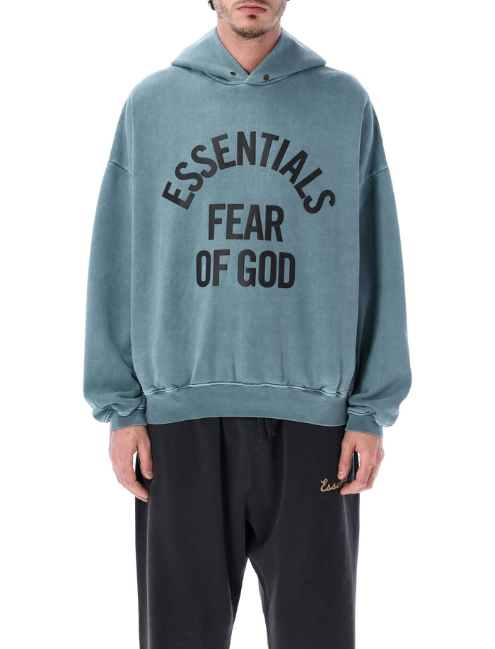 Essentials Fear Of God Light Blue Campus 90s Hoodie Faded Coastal Cotton Sweatshirt