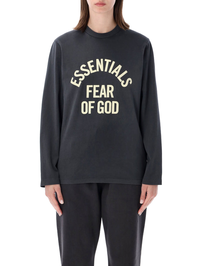 Essentials Fear Of God Black Campus 90s Ls Tee Faded Cotton T-shirt