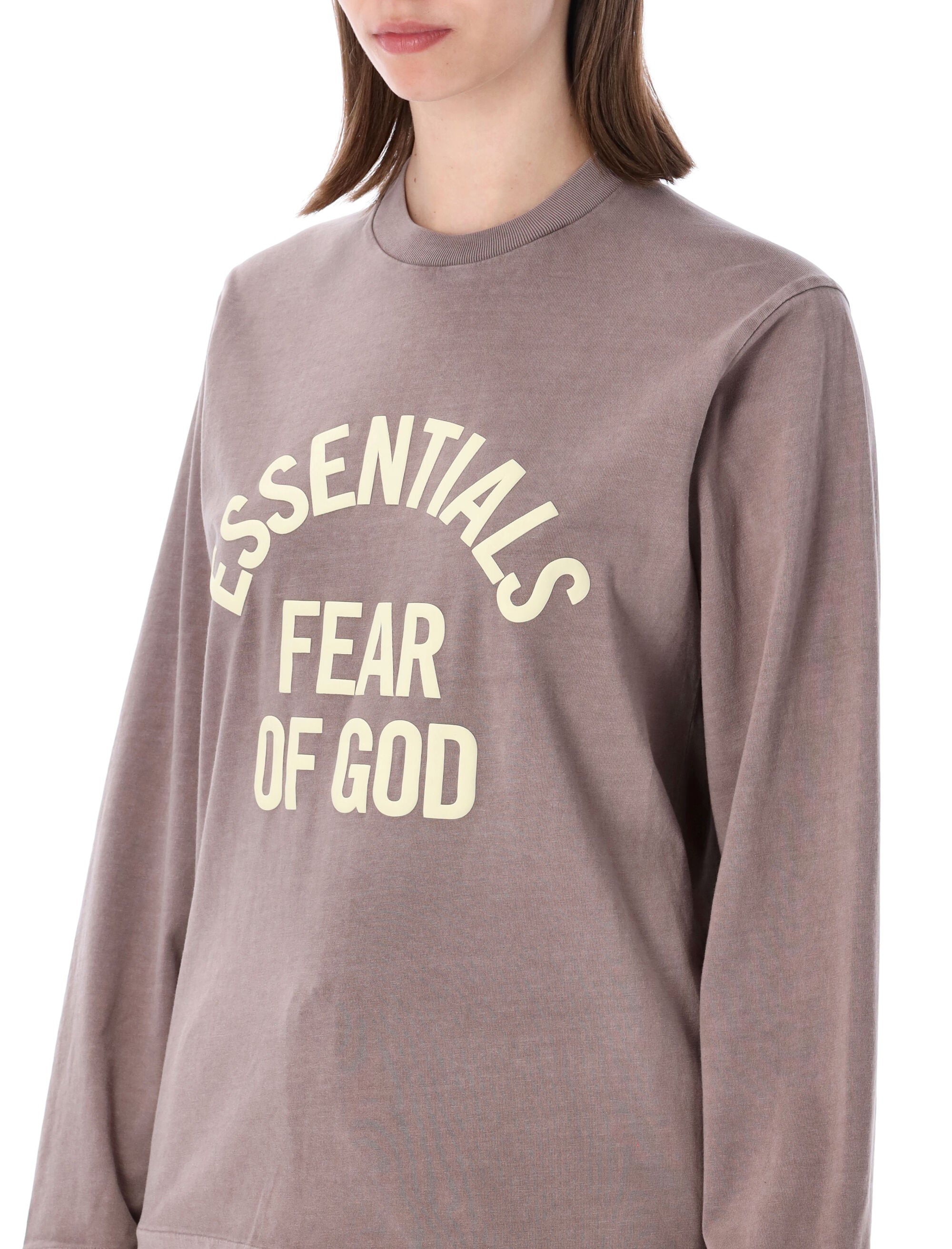 Essentials Fear Of God Mauve Campus 90s Ls Tee Faded Cotton T-shirt