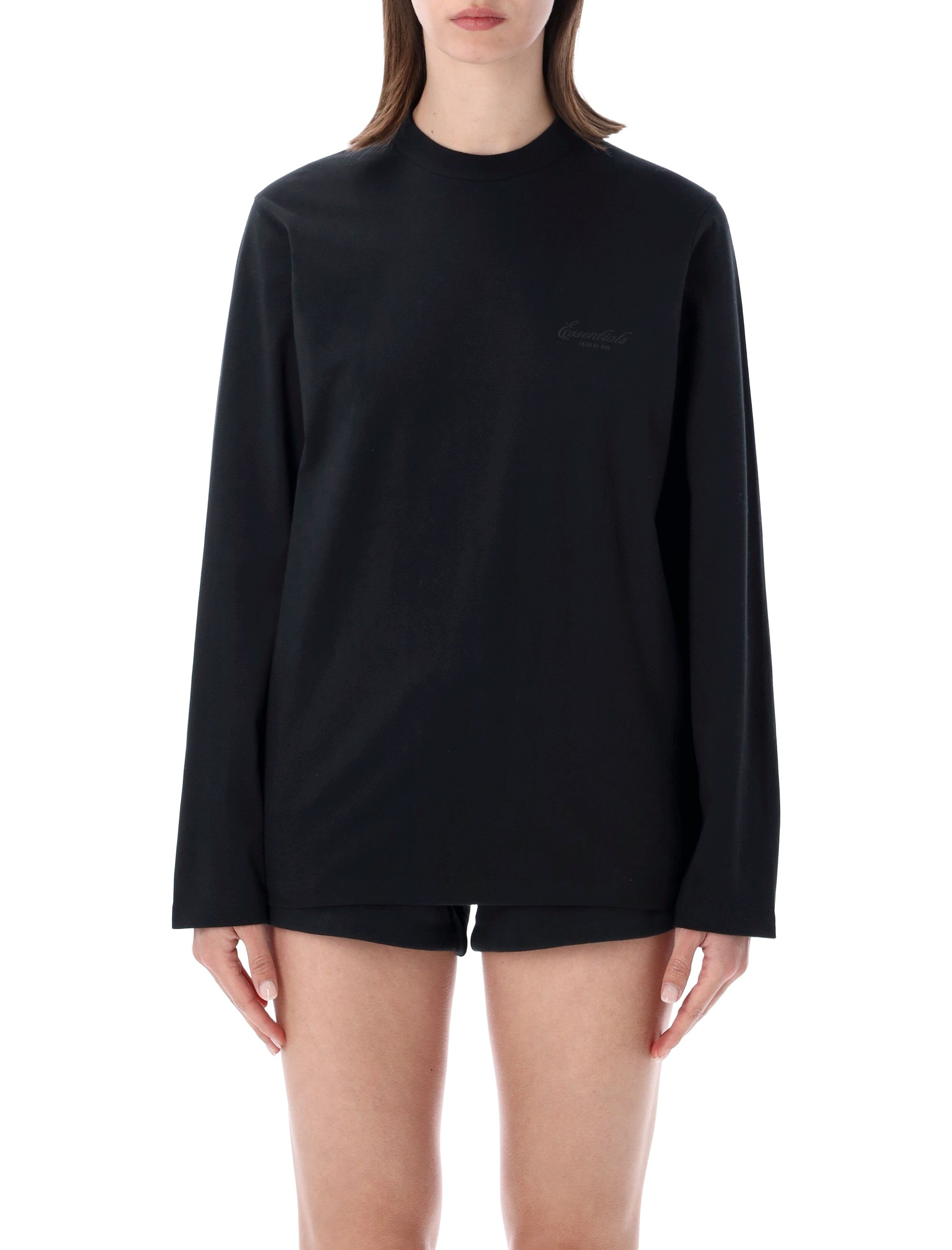 Essentials Fear Of God Black Classic Ls Tee Vintage Cotton T-shirt