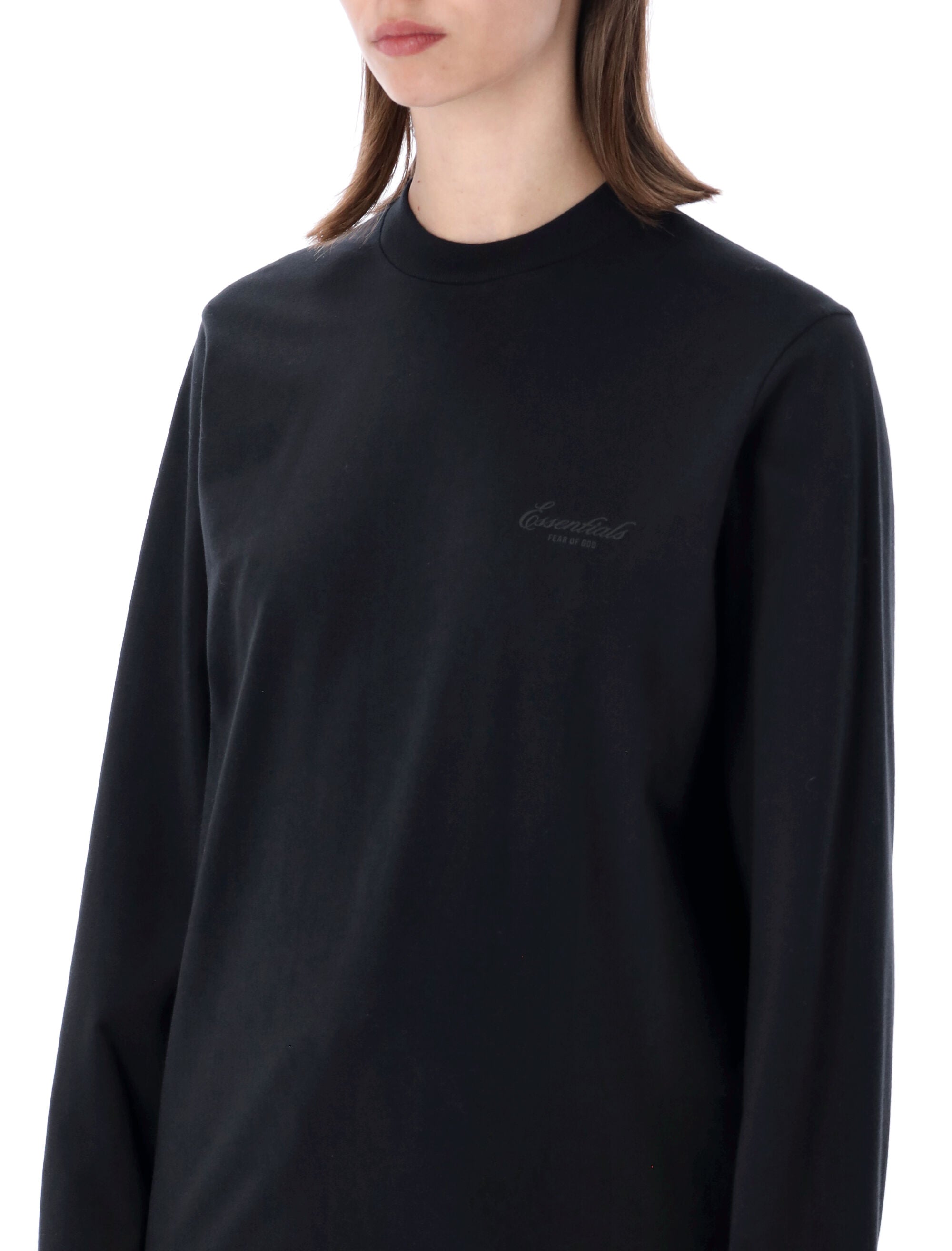 Essentials Fear Of God Black Classic Ls Tee Vintage Cotton T-shirt
