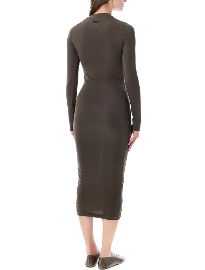 Essentials Fear Of God Fitted Long Sleeves Dress Brown Cupro