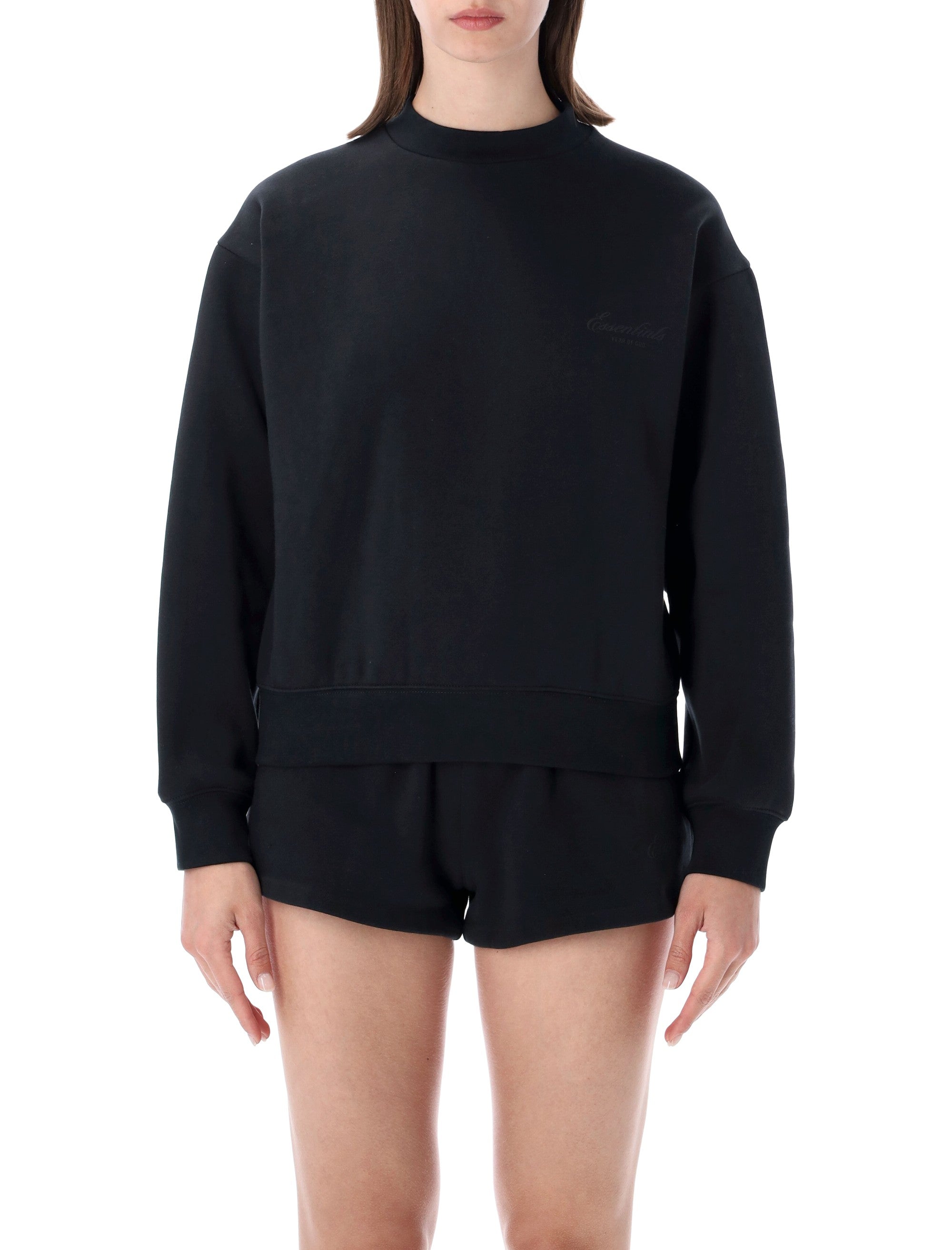 Essentials Fear Of God Black Classic Crewneck Sweatshirt Vintage Cotton