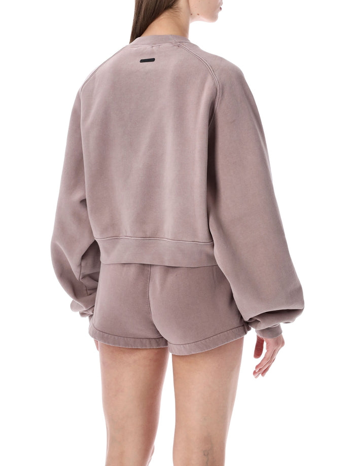 Essentials Fear Of God Mauve Campus 90s Cropped Raglan Sweatshirt Faded Cotton
