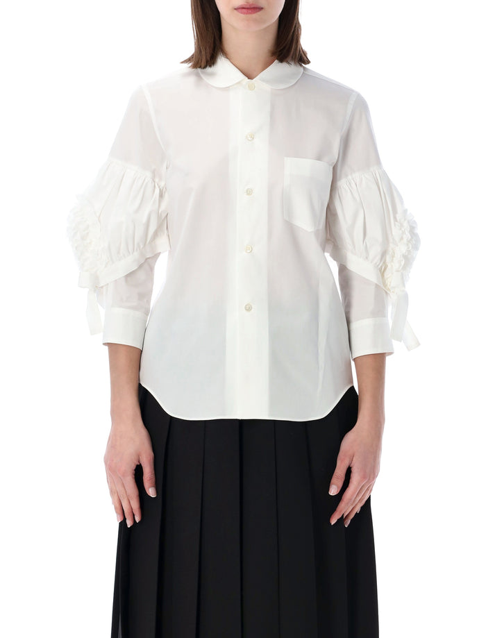 Comme Des Garçons Girl Ruffled Sleeve Shirt White Cotton