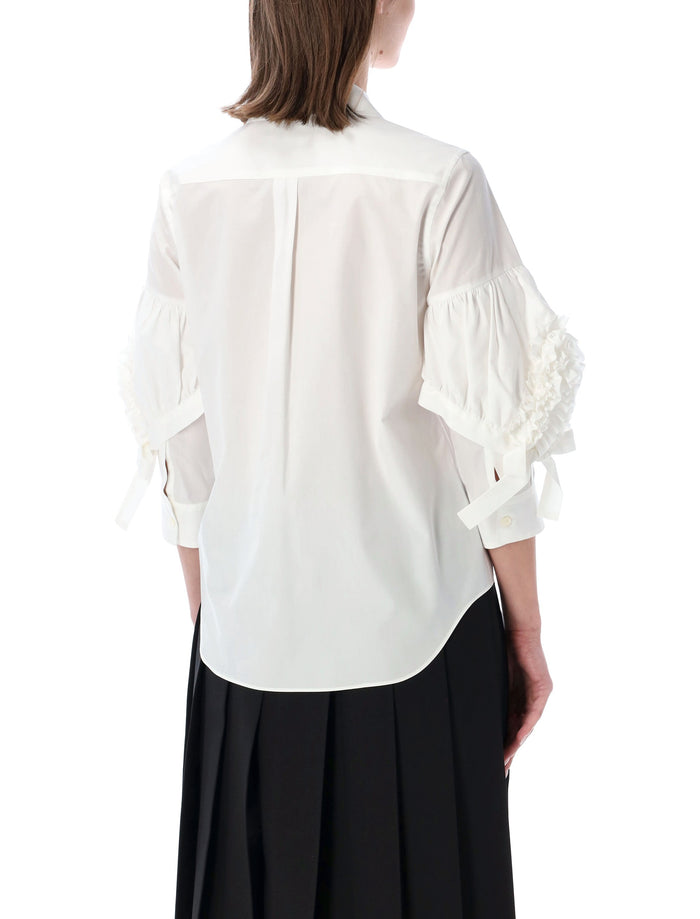 Comme Des Garçons Girl Ruffled Sleeve Shirt White Cotton