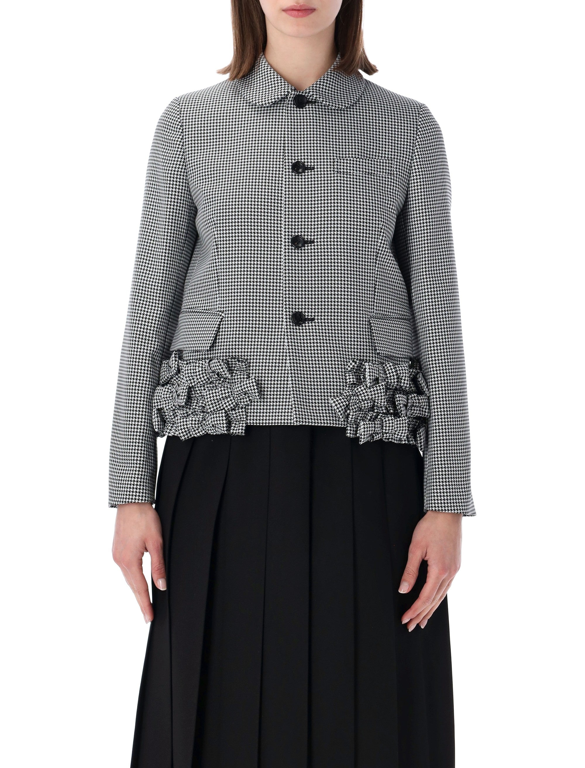 Comme Des Garçons Girl Houndstooth Bows Jacket Black\white Polyester Lining Blazer