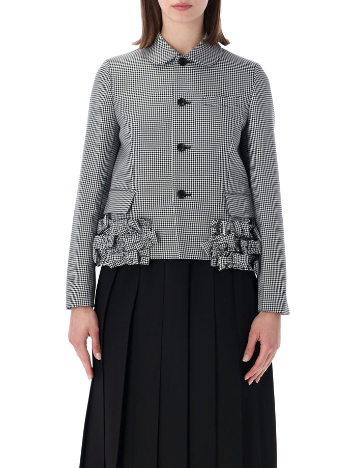 Comme Des Garçons Girl Houndstooth Bows Jacket Black\white Polyester Lining Blazer
