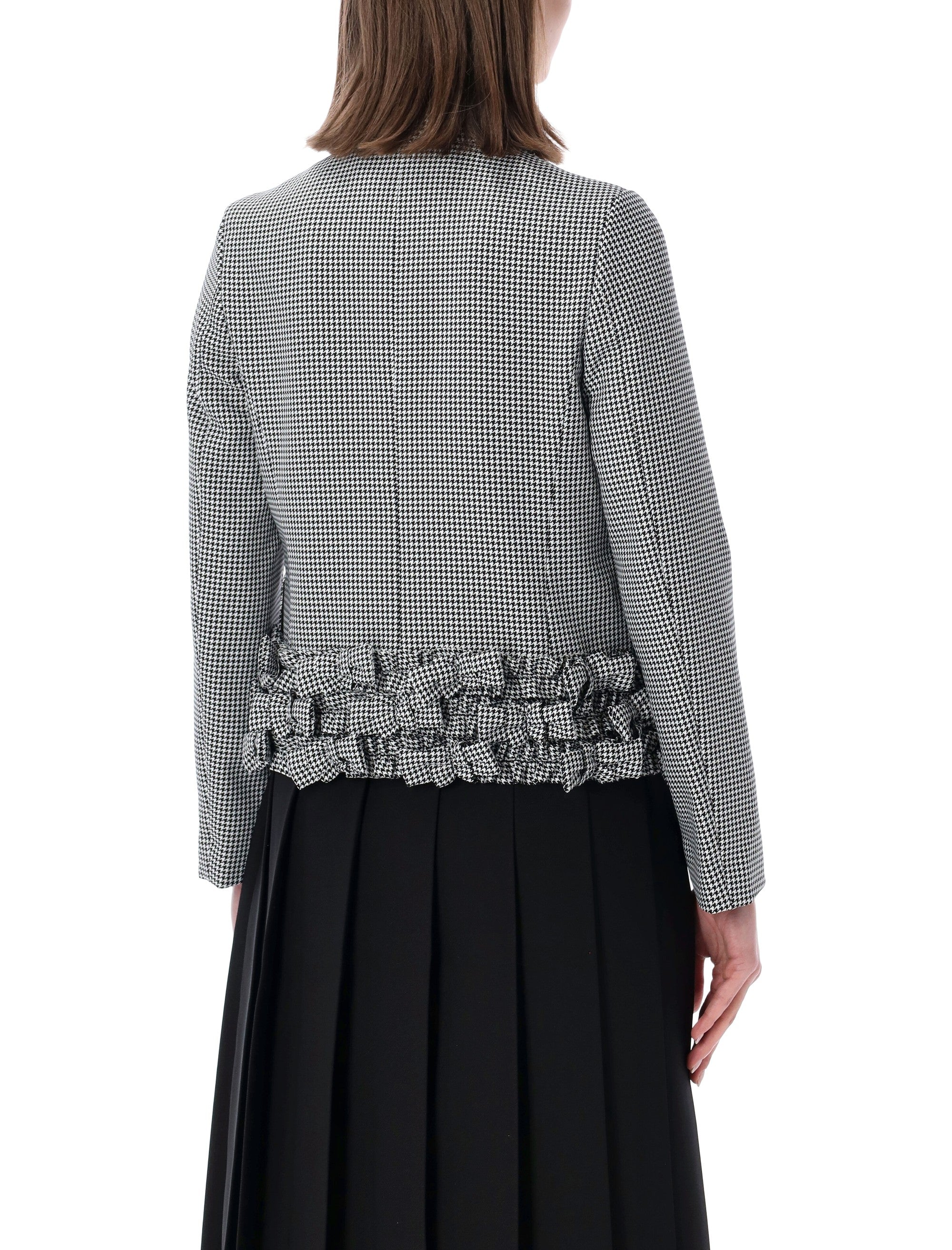 Comme Des Garçons Girl Houndstooth Bows Jacket Black\white Polyester Lining Blazer
