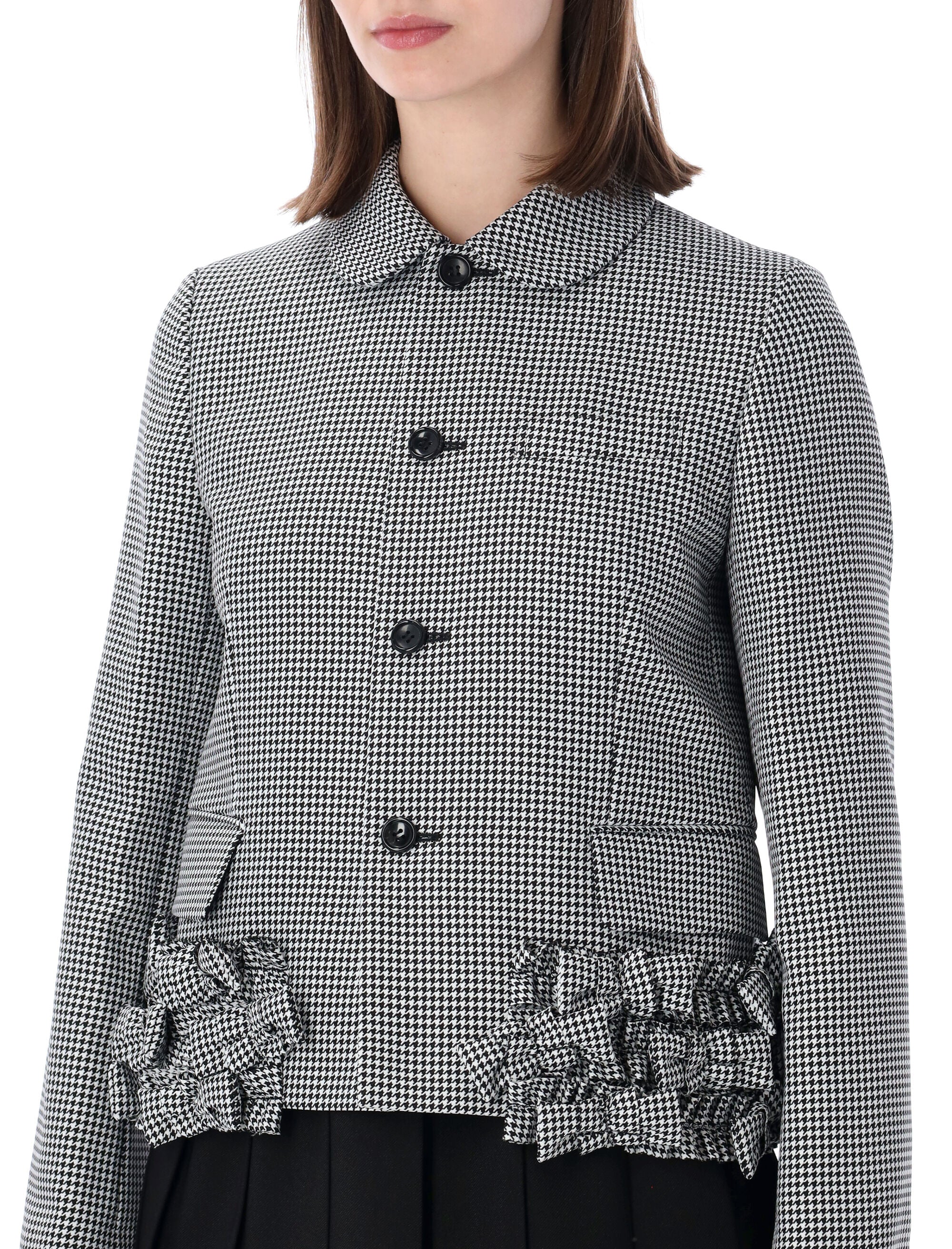 Comme Des Garçons Girl Houndstooth Bows Jacket Black\white Polyester Lining Blazer