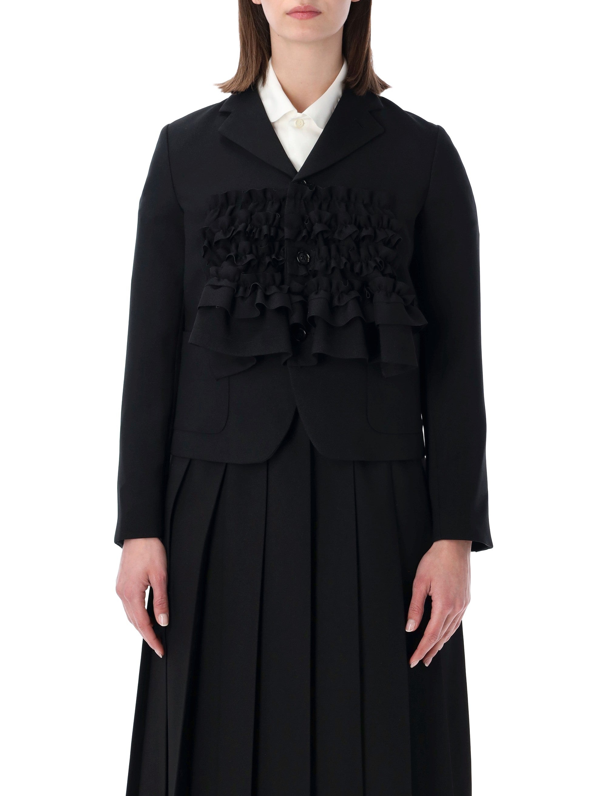 Comme Des Garçons Girl Ruffle Jacket Black Polyester Lining Blazer
