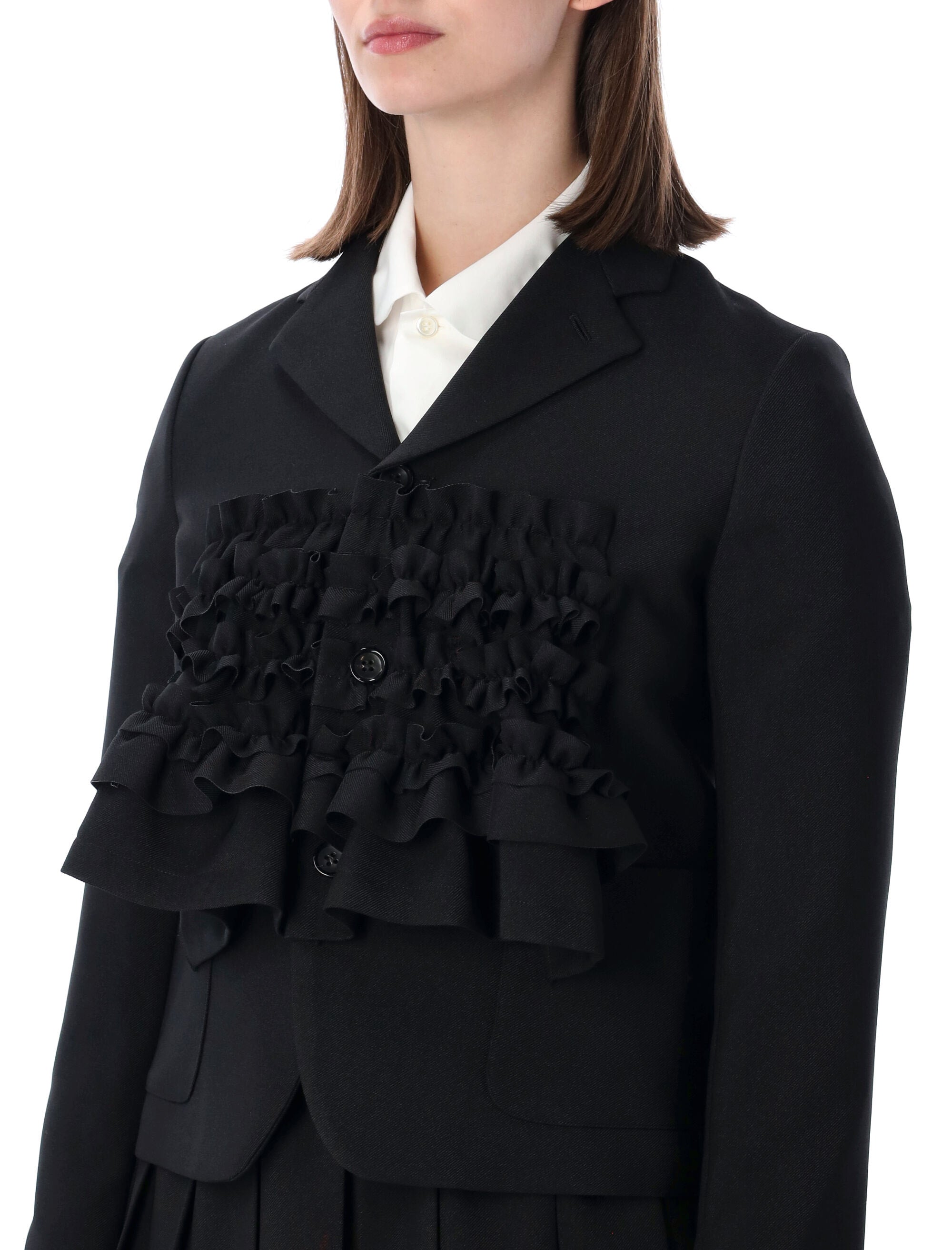 Comme Des Garçons Girl Ruffle Jacket Black Polyester Lining Blazer
