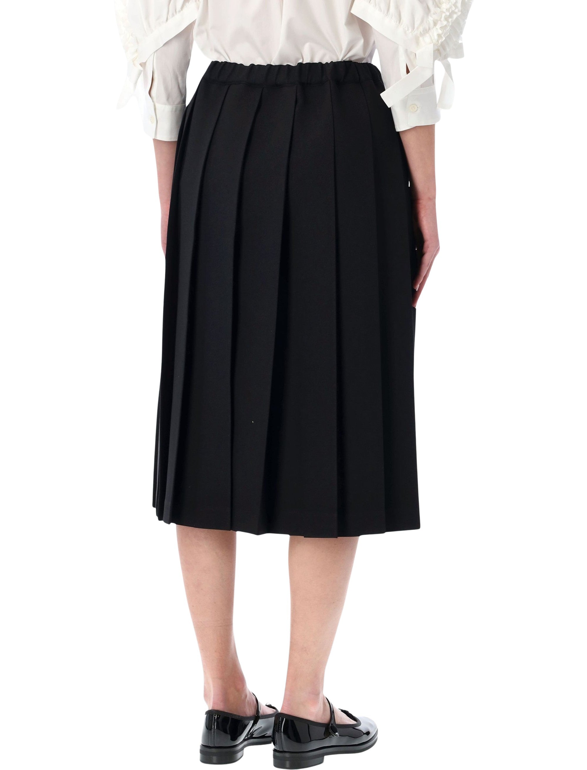 Comme Des Garçons Girl Black Pleated Midi Skirt Polyester
