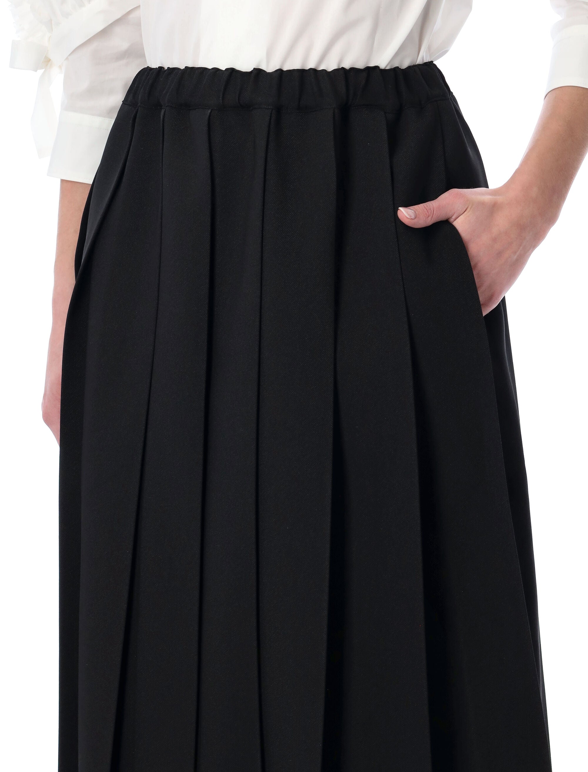 Comme Des Garçons Girl Black Pleated Midi Skirt Polyester