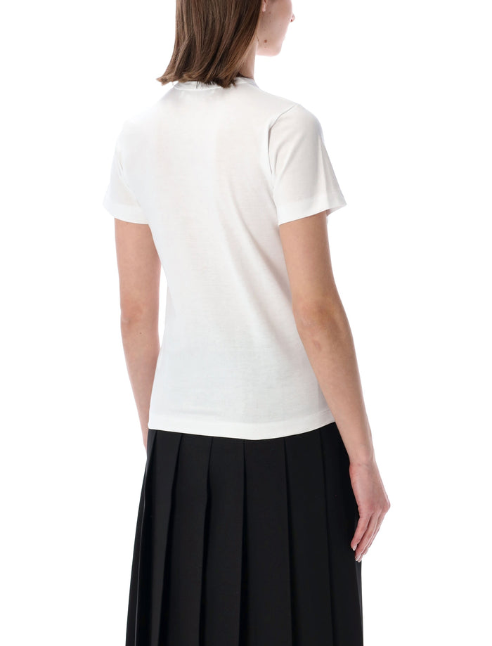 Comme Des Garçons Girl Bow Detail T-Shirt White Cotton