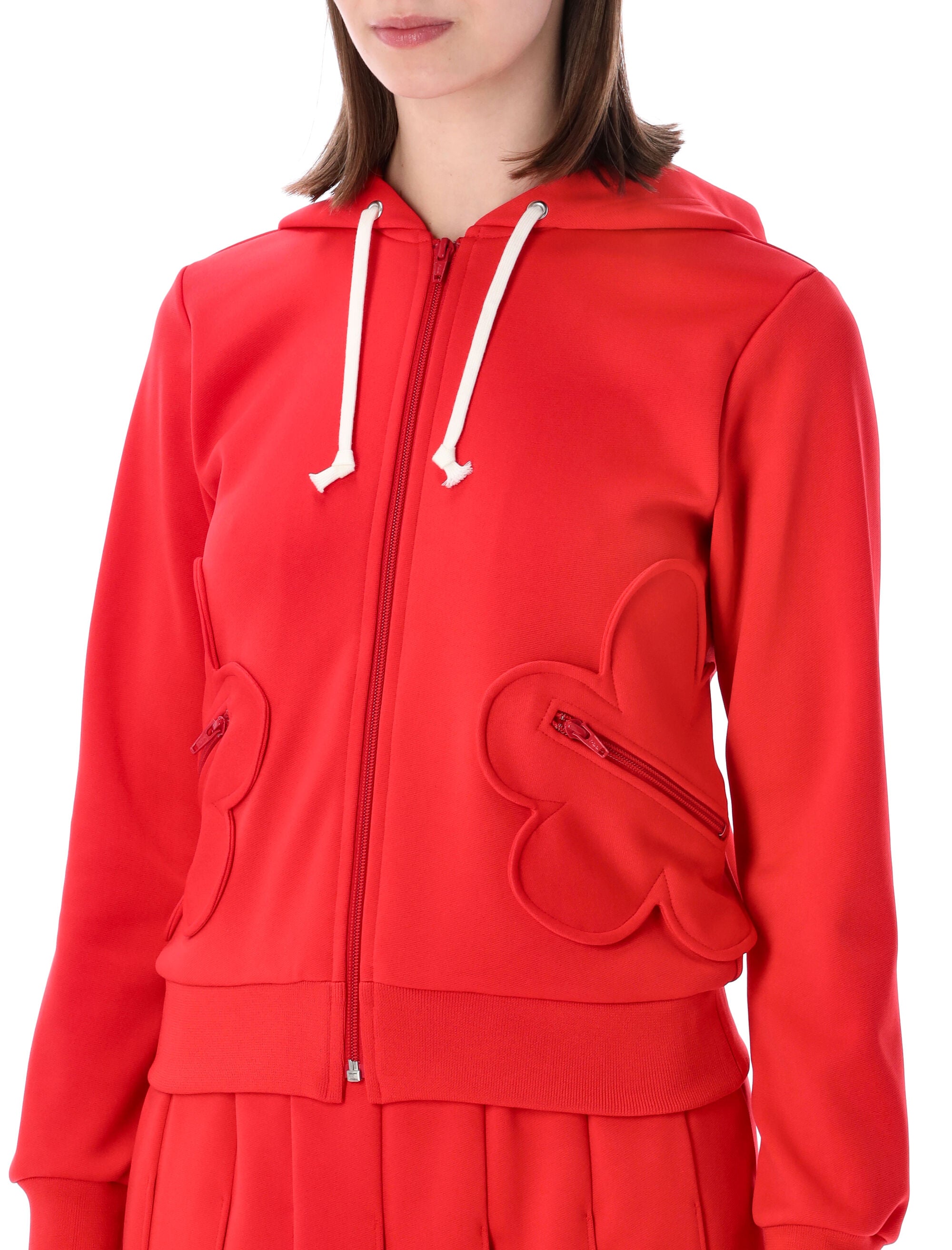 Comme Des Garçons Girl Zp Hoodie Red Polyester Sweatshirt