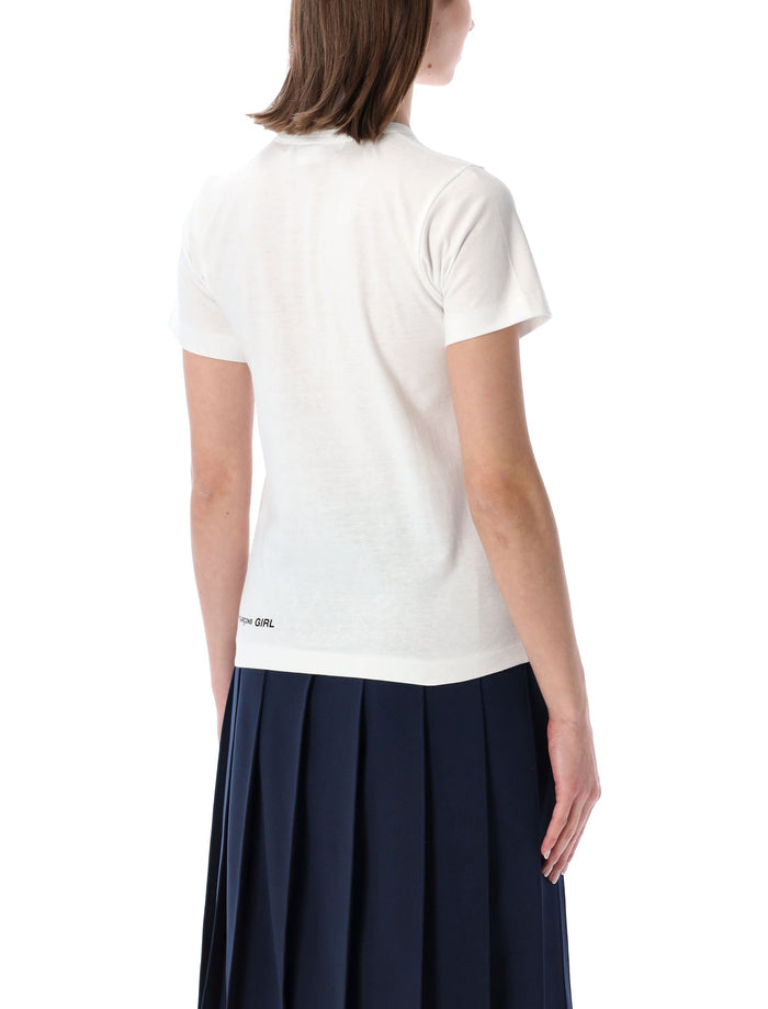 Comme Des Garçons Girl Logo Print T-Shirt White Cotton