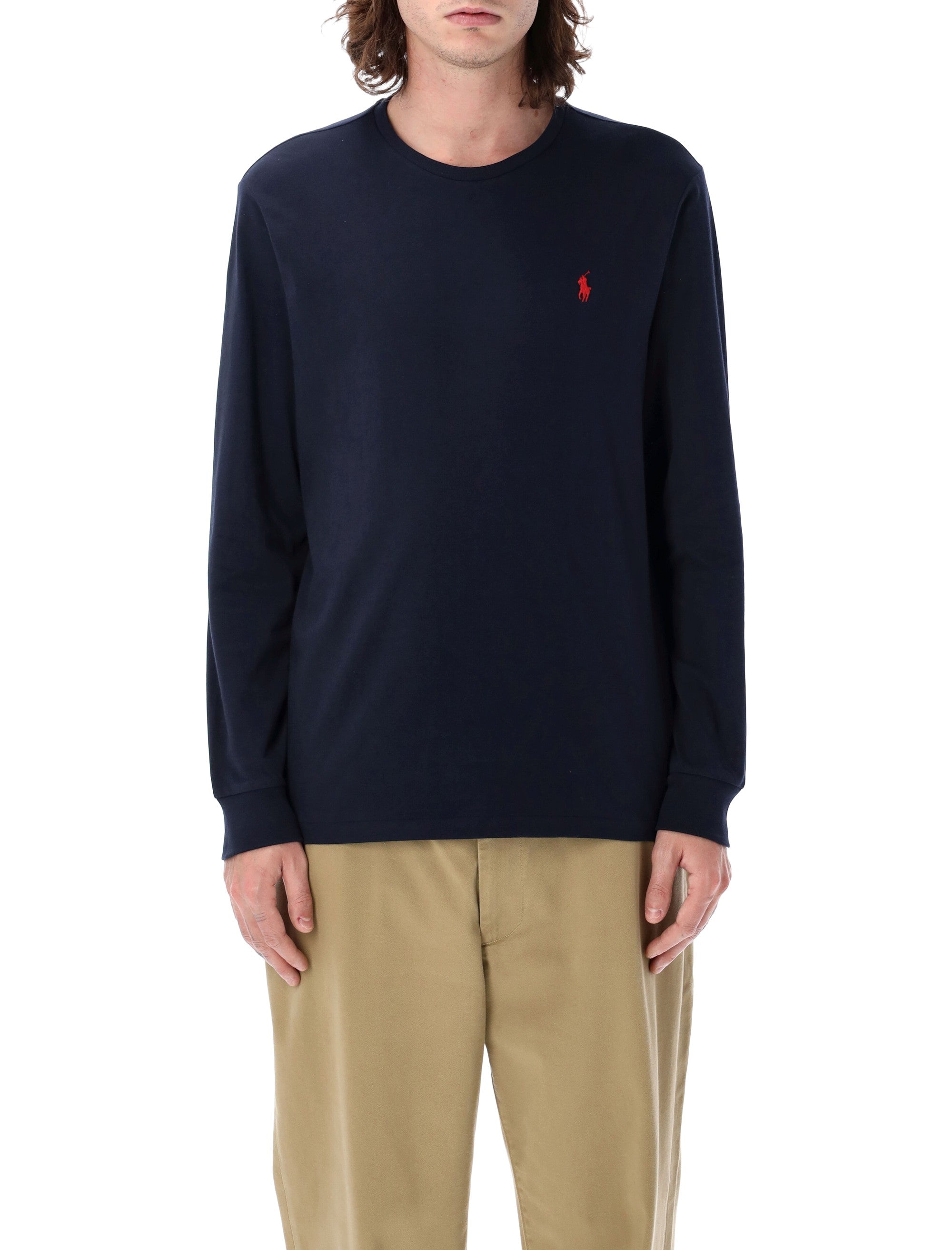 Polo Ralph Lauren Classic Long-Sleeve T-Shirt Navy Cotton Tshirt