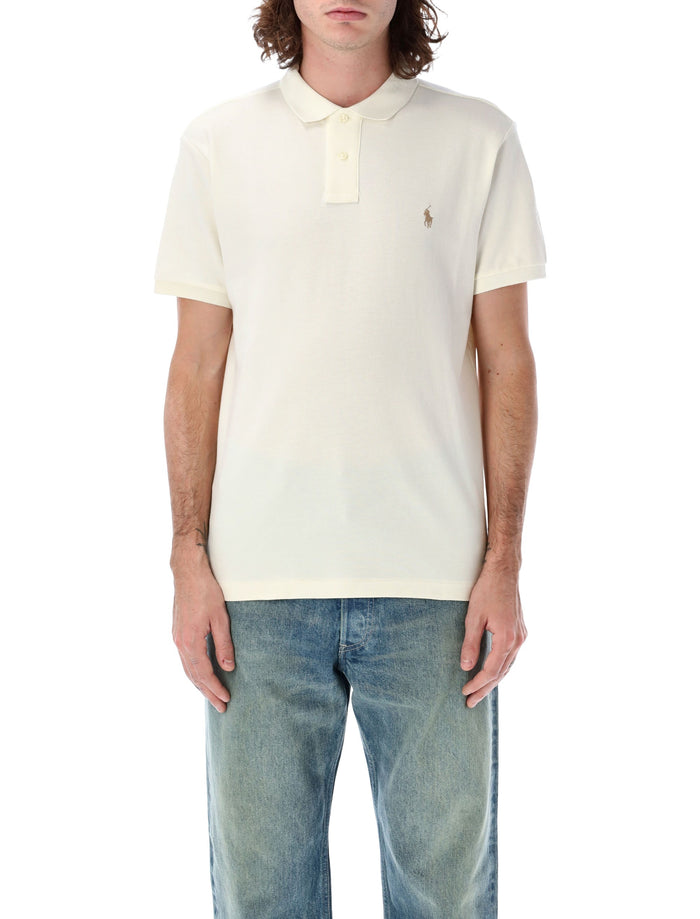 Polo Ralph Lauren Slim-Fit Cotton Piqué Shirt Cream Tshirt