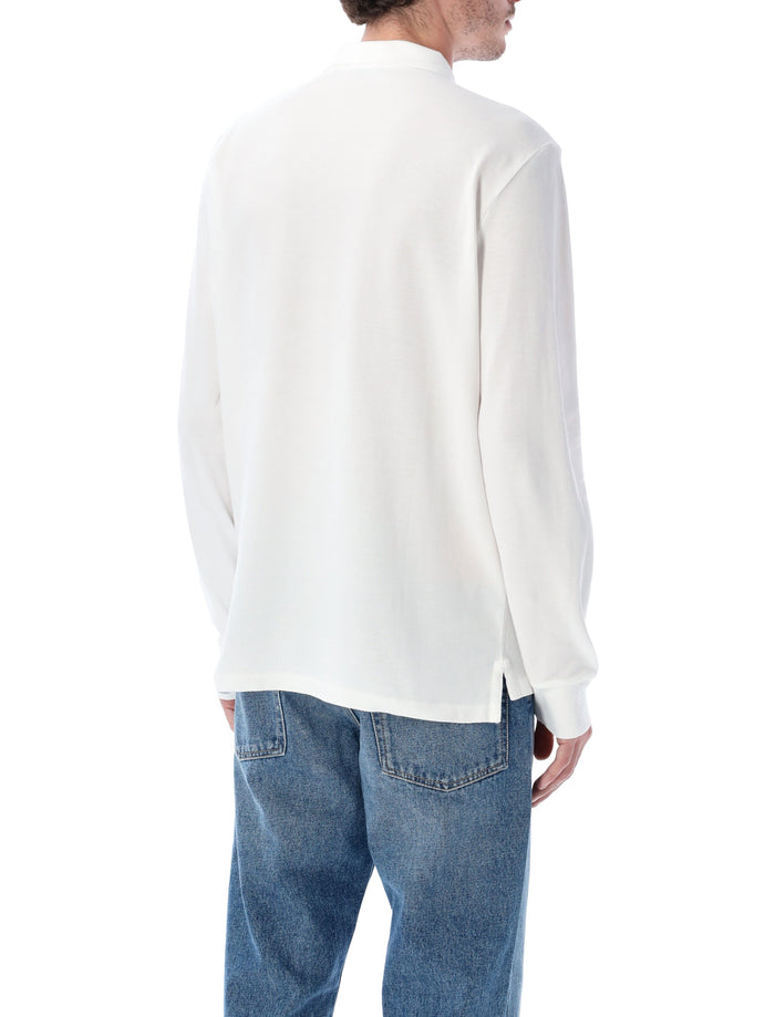 Polo Ralph Lauren Long-Sleeve Cotton Piqué Shirt Custom Slim-Fit White Tshirt