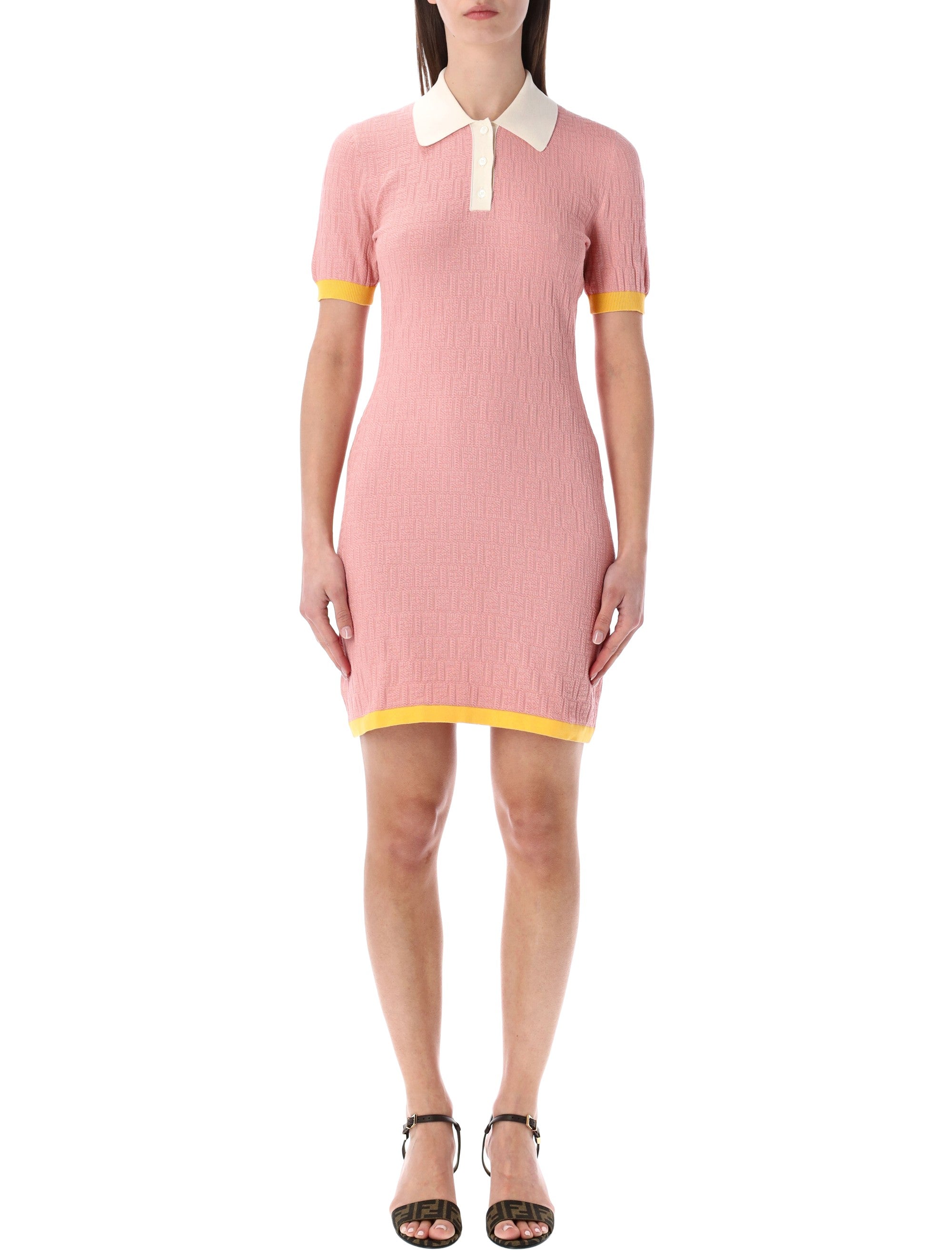 Fendi FF jacquard cotton-silk mini dress Pink