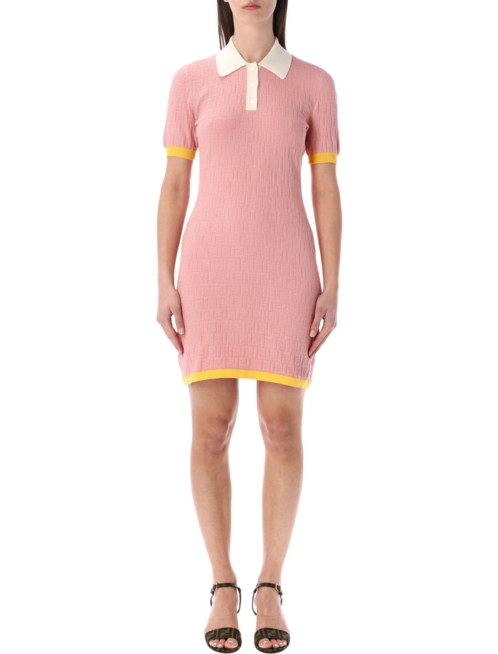 Fendi FF jacquard cotton-silk mini dress Pink