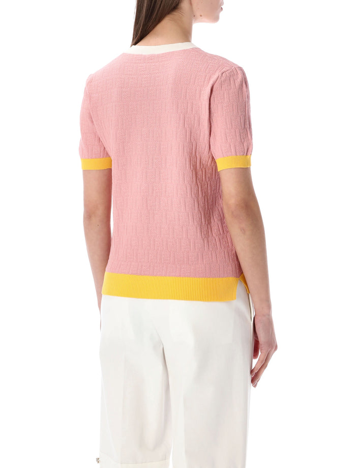 Fendi FF jacquard cotton-silk T-shirt Pink Sweater