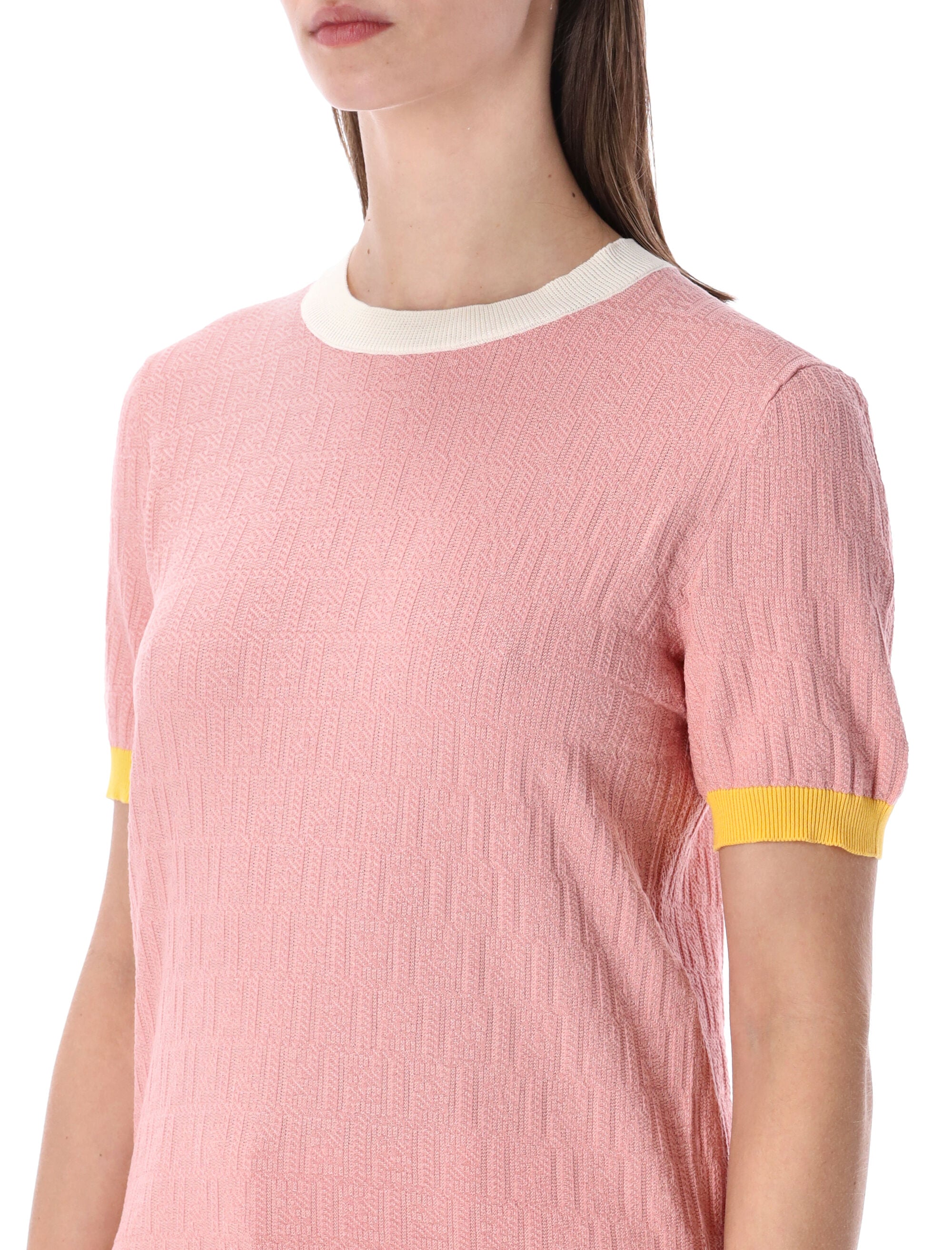 Fendi FF jacquard cotton-silk T-shirt Pink Sweater