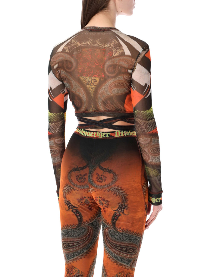 Ottolinger mesh loop longsleeves top Brown Recycled Polyester