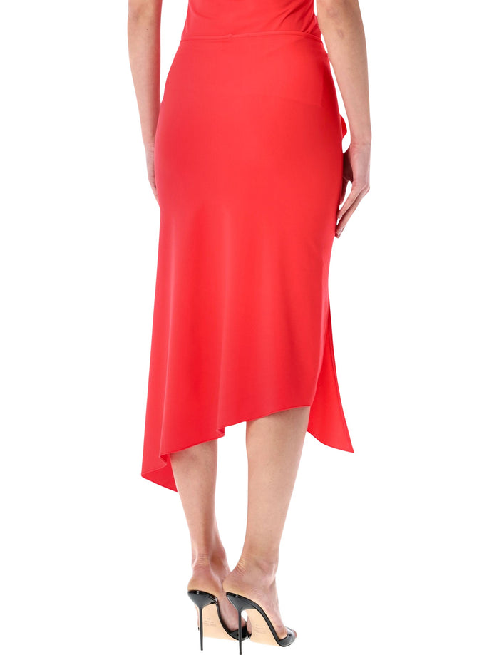 Coperni Flower Asymmetric Skirt Red Polyamide