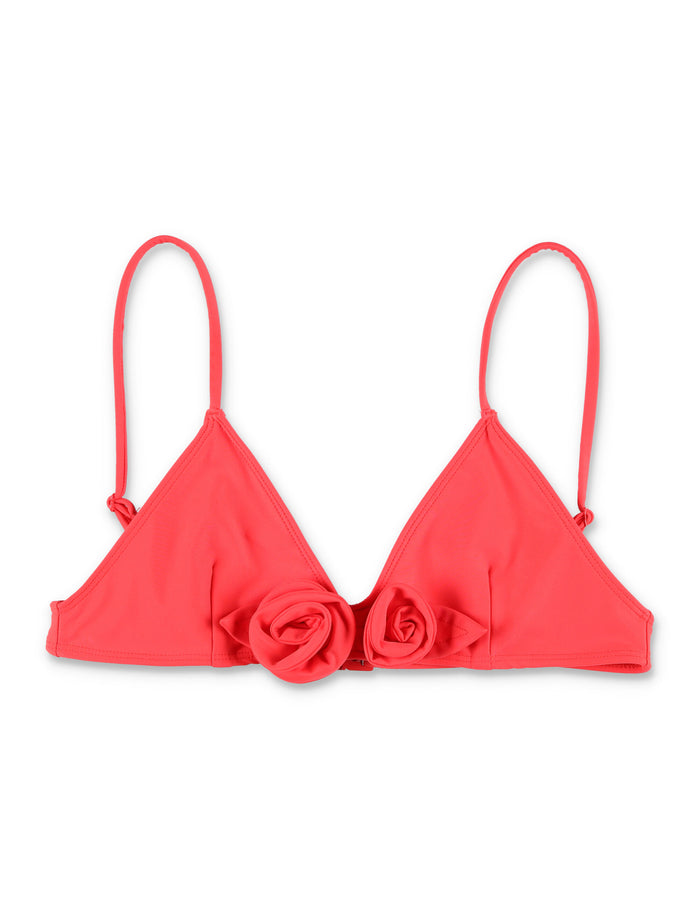 Coperni Flower Detail Bikini Top Red Polyamide