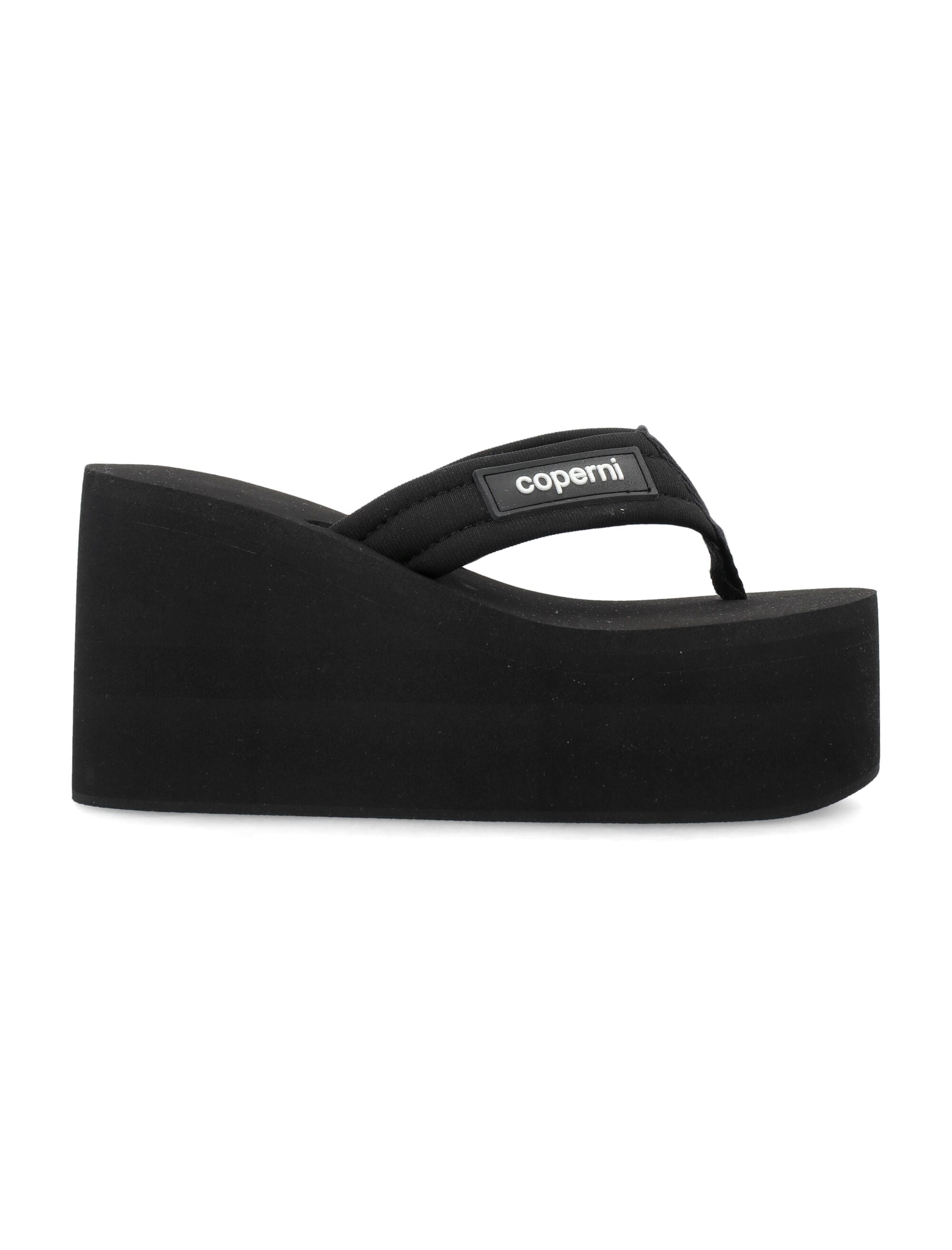 Coperni Black Wedge Sandals Neoprene