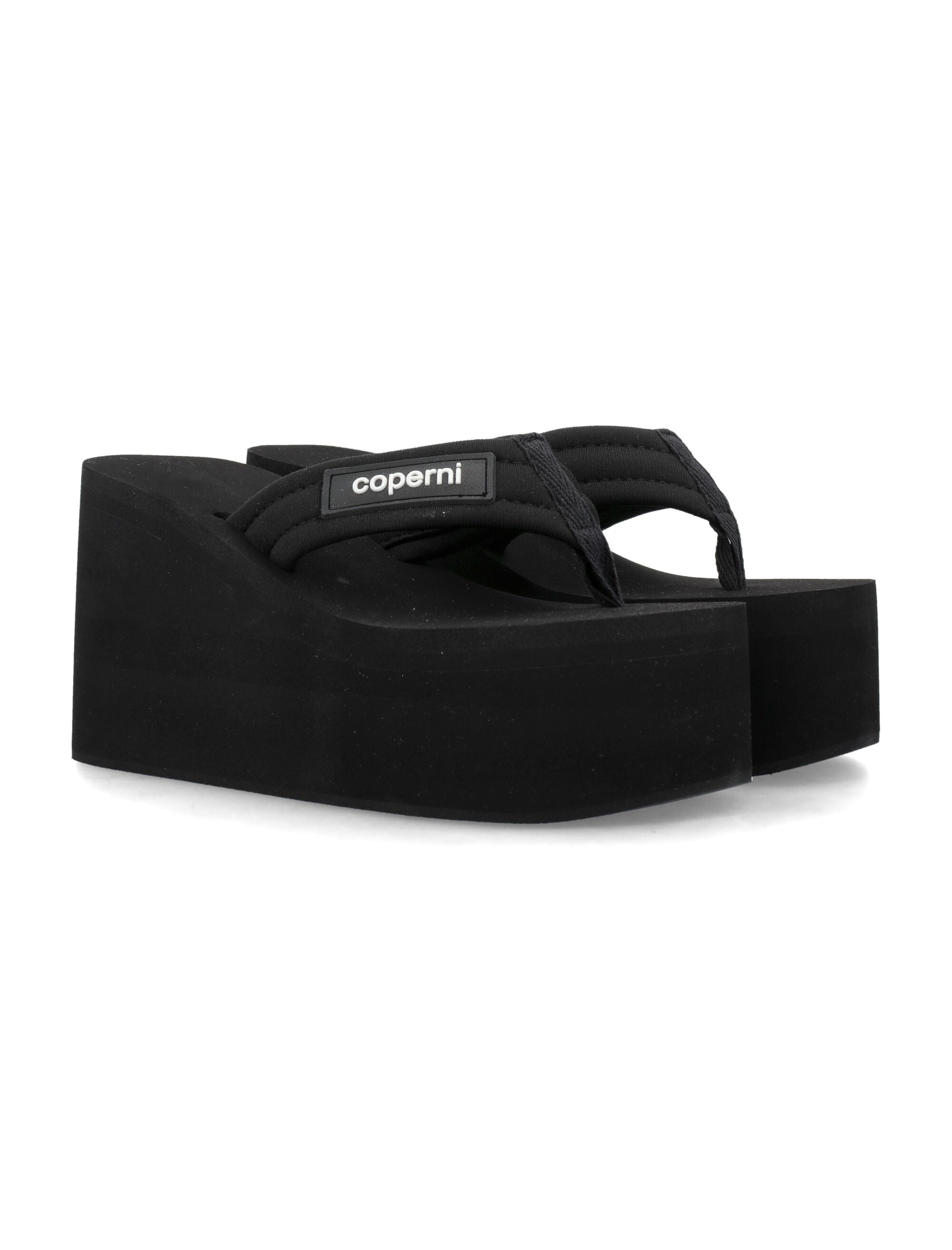 Coperni Black Wedge Sandals Neoprene