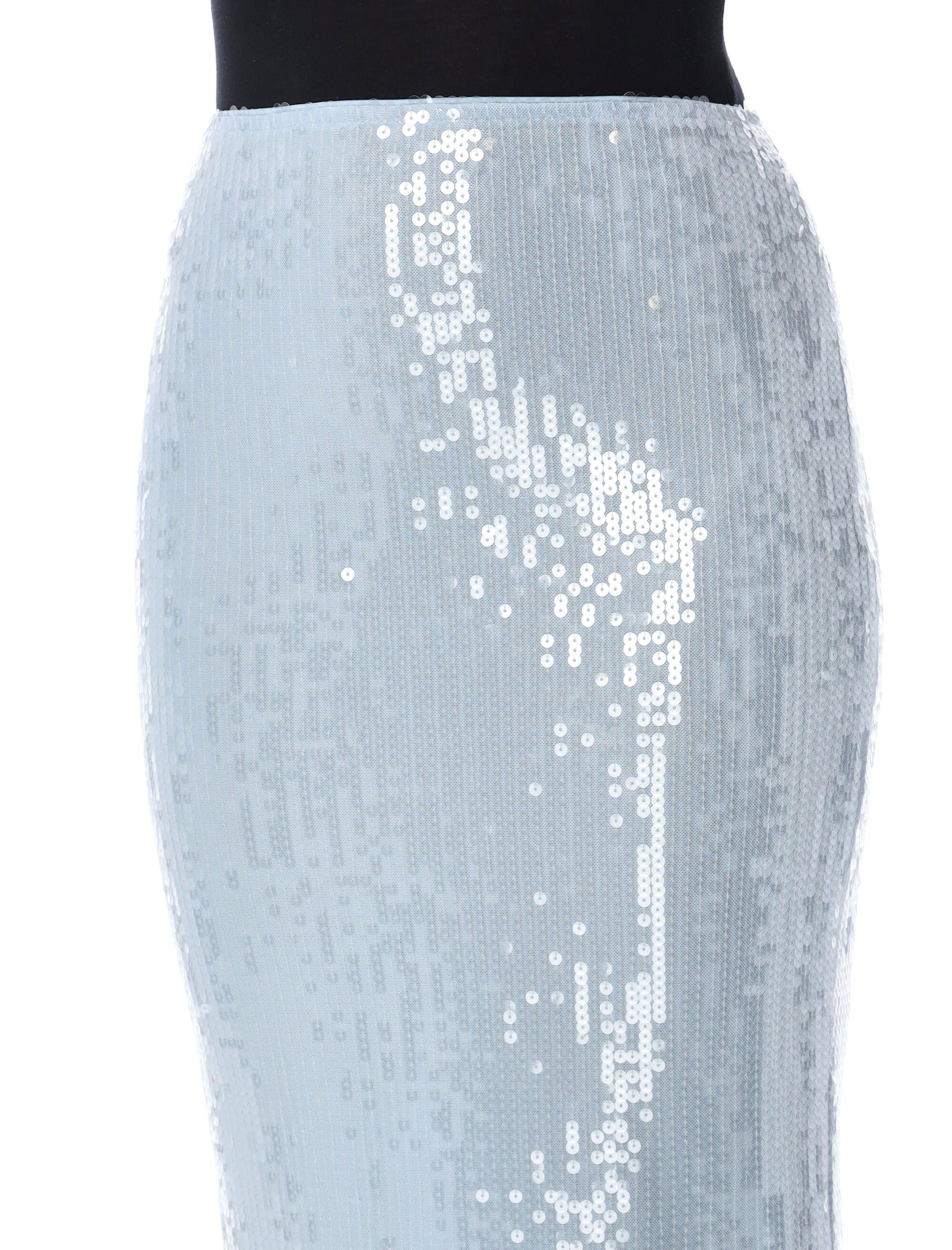 Rotate Light Blue Sequin Pencil Skirt Plain Air Recycled Polyester