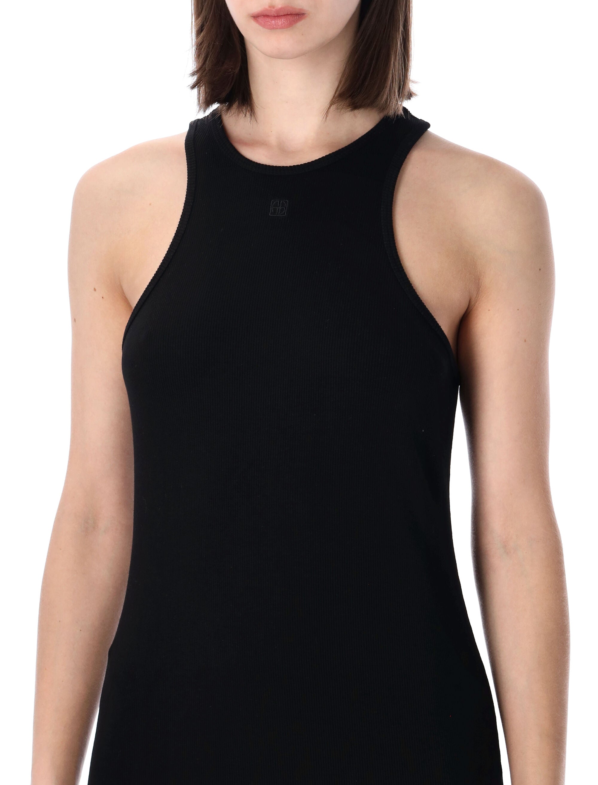 Anine Bing Cole Ribbed Mini Dress Black Cotton