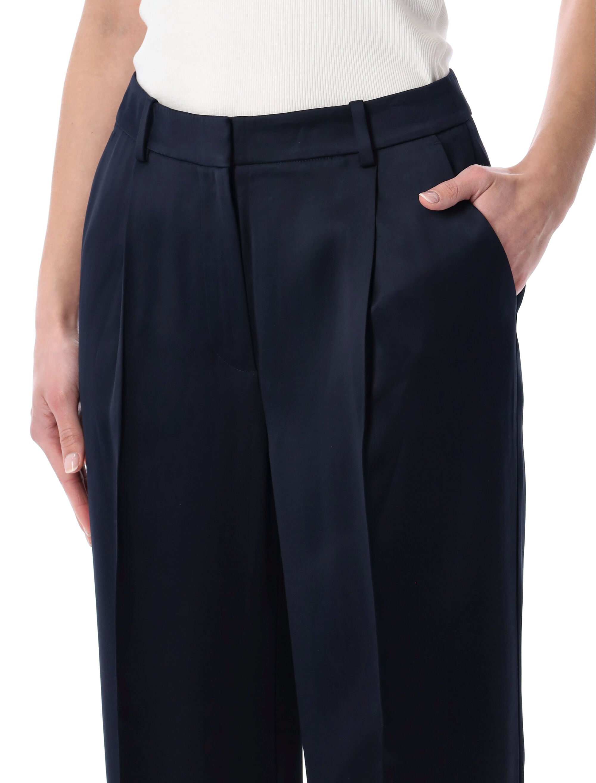 Anine Bing Trent Trousers Navy Blue Viscose