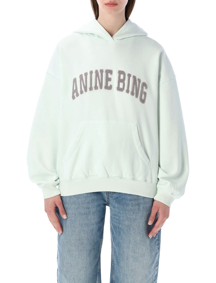 Anine Bing Harvey Cotton Hoodie Light Green Organic Sweatshirt