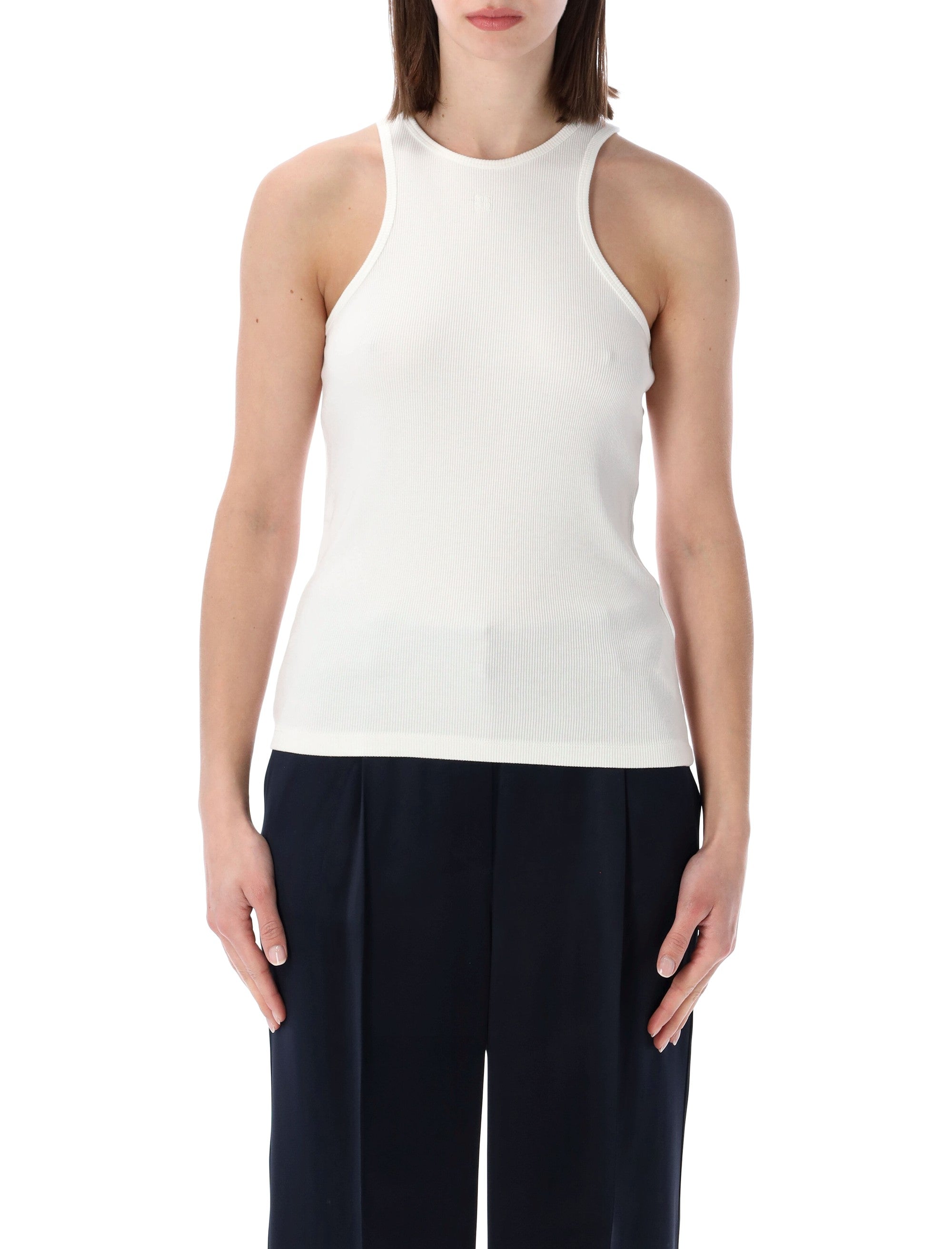 Anine Bing Cole Ribbed Tank Top Ivory Viscose