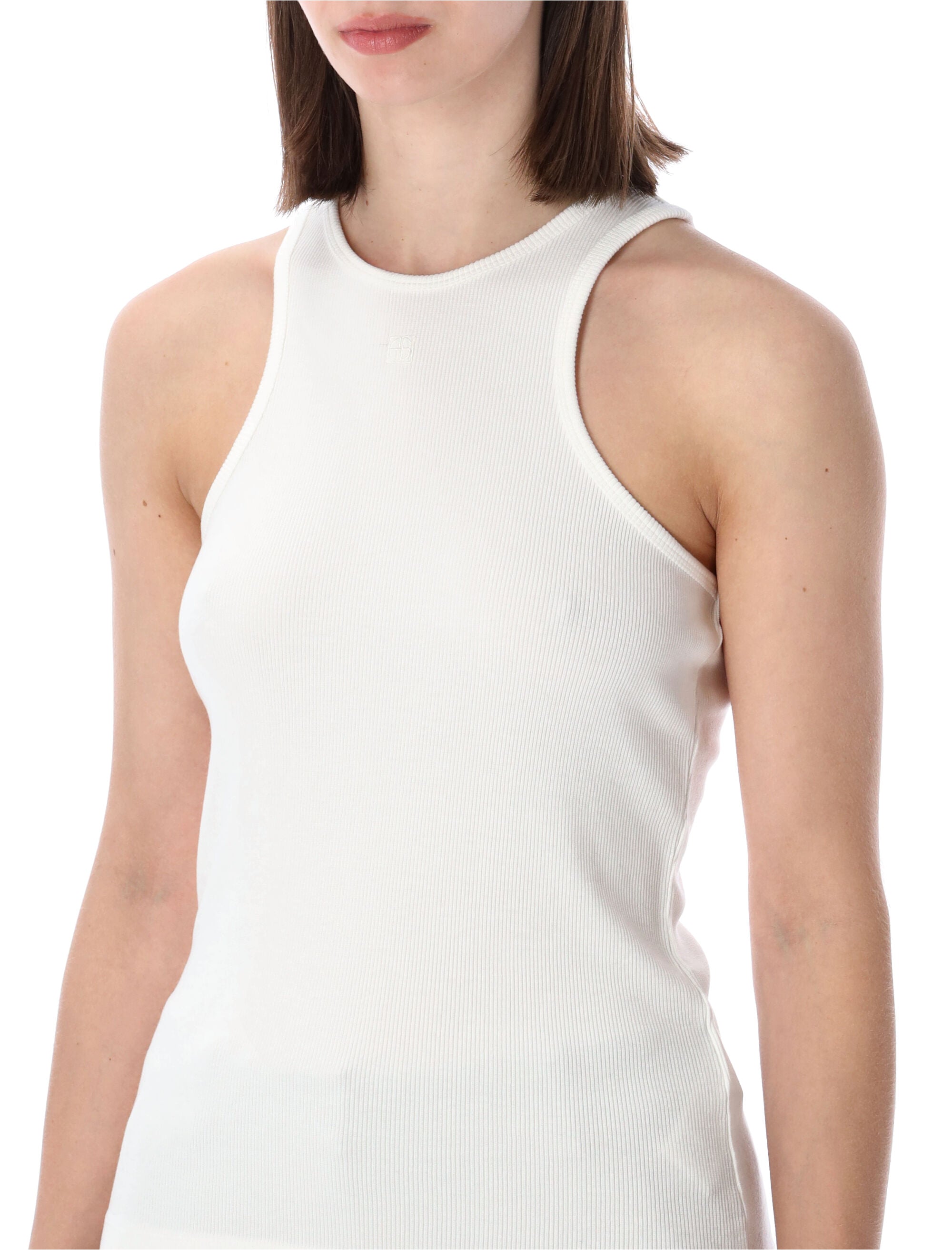 Anine Bing Cole Ribbed Tank Top Ivory Viscose