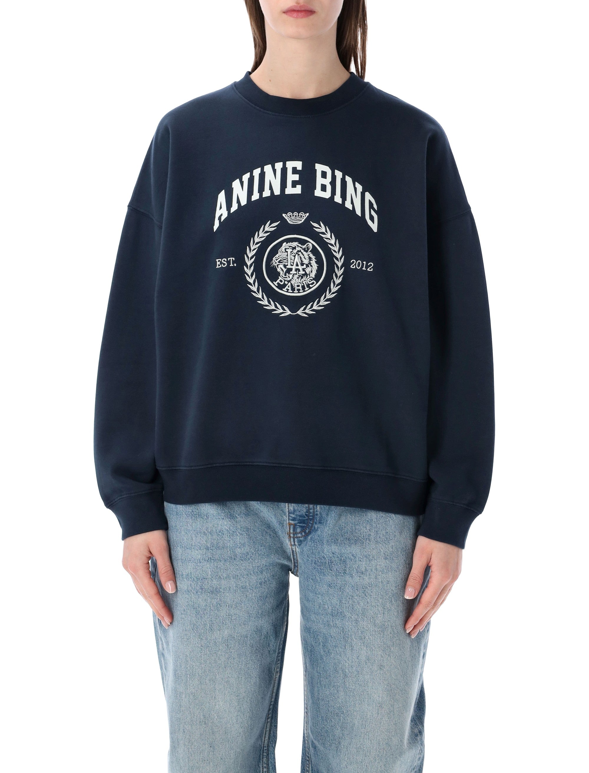 Anine Bing Miles cotton sweatshirt Navy