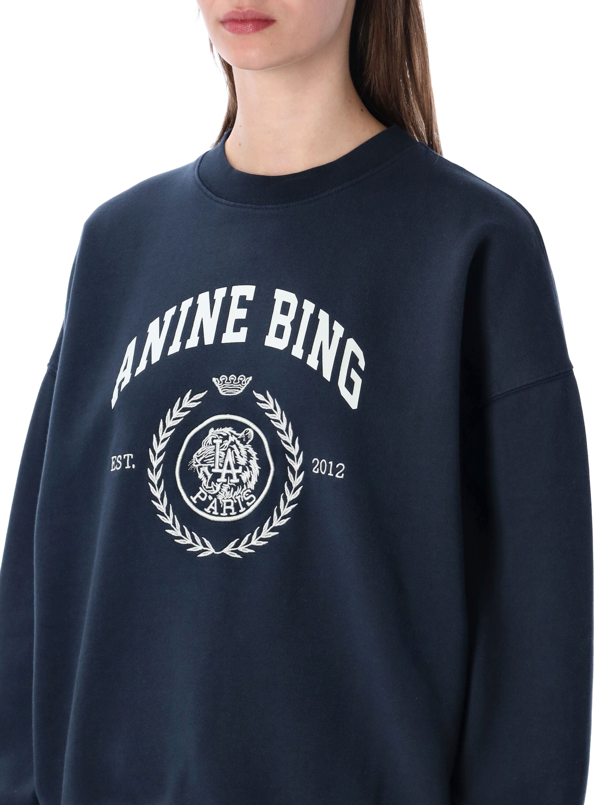 Anine Bing Miles cotton sweatshirt Navy