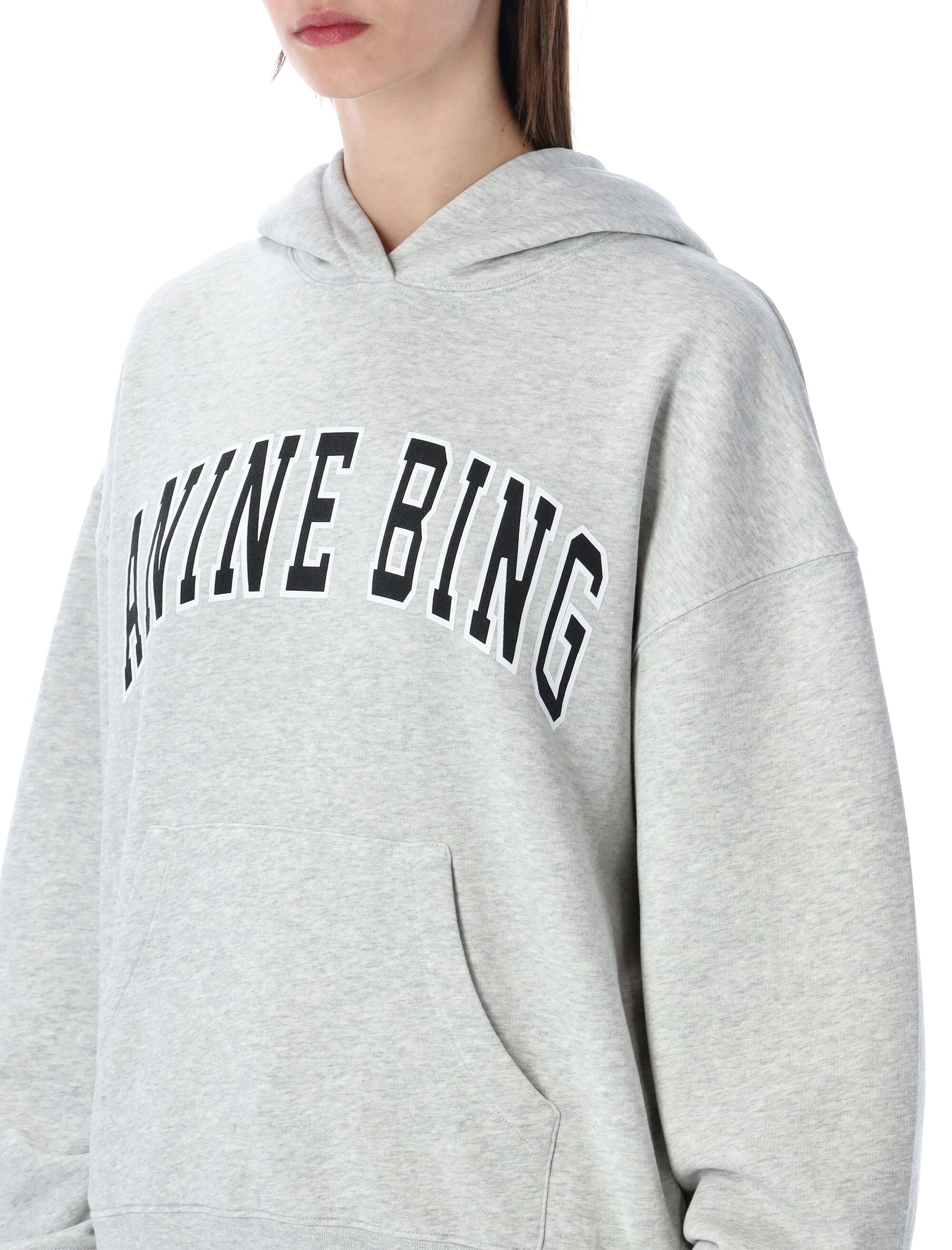 Anine Bing grey Harvey hoodie Melange Cotton Sweatshirt