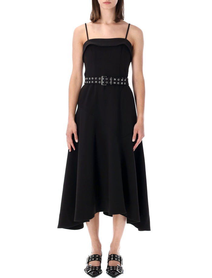 Ganni Black Twill Suiting Dress Recycled Polyester