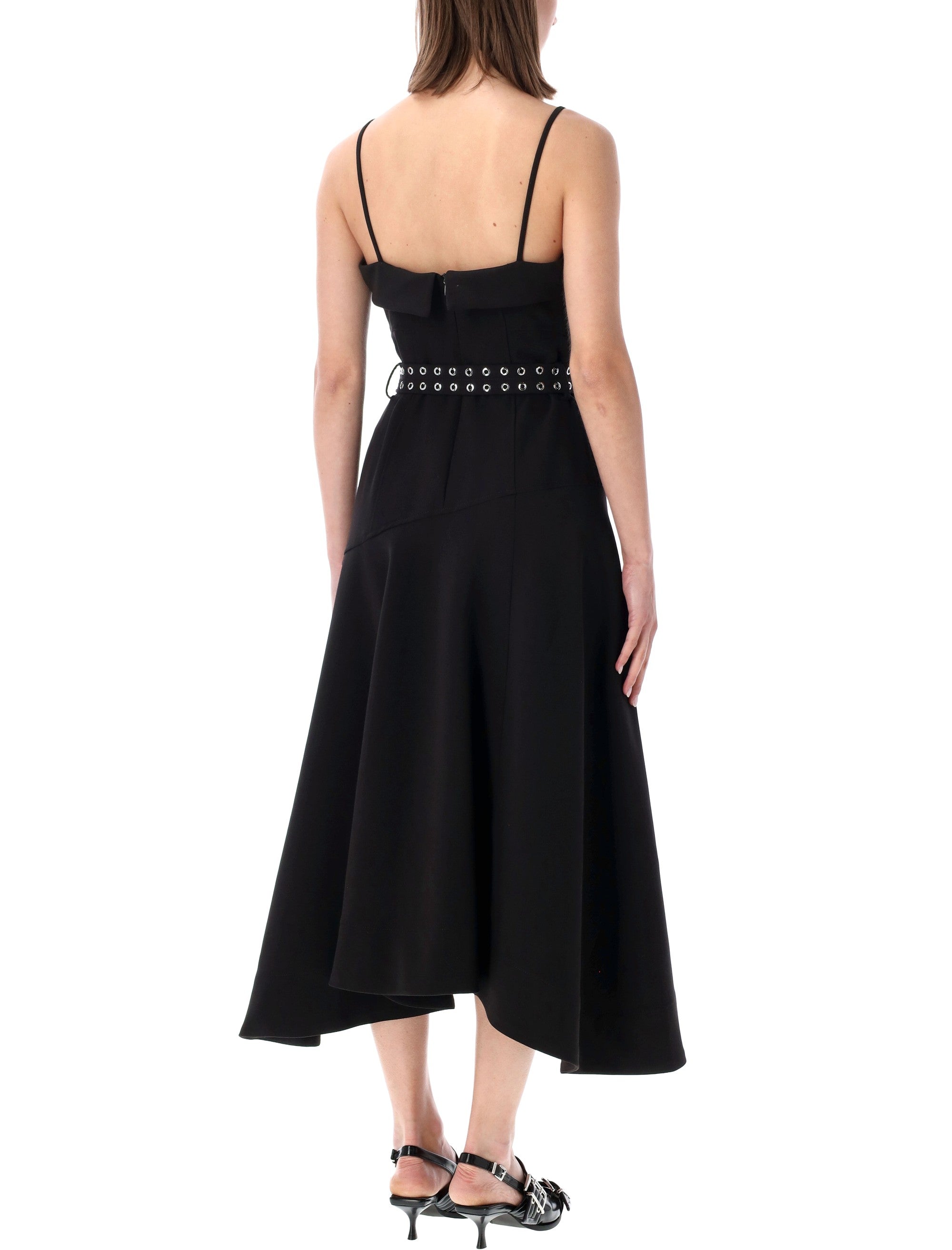 Ganni Black Twill Suiting Dress Recycled Polyester