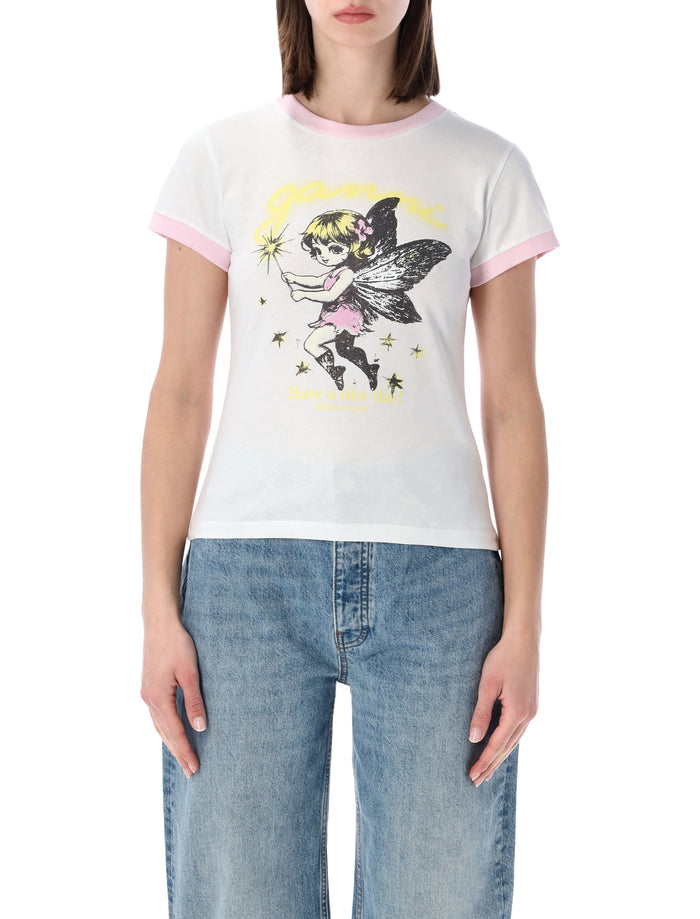 Ganni Fairy Graphic Baby T-Shirt White Organic Cotton